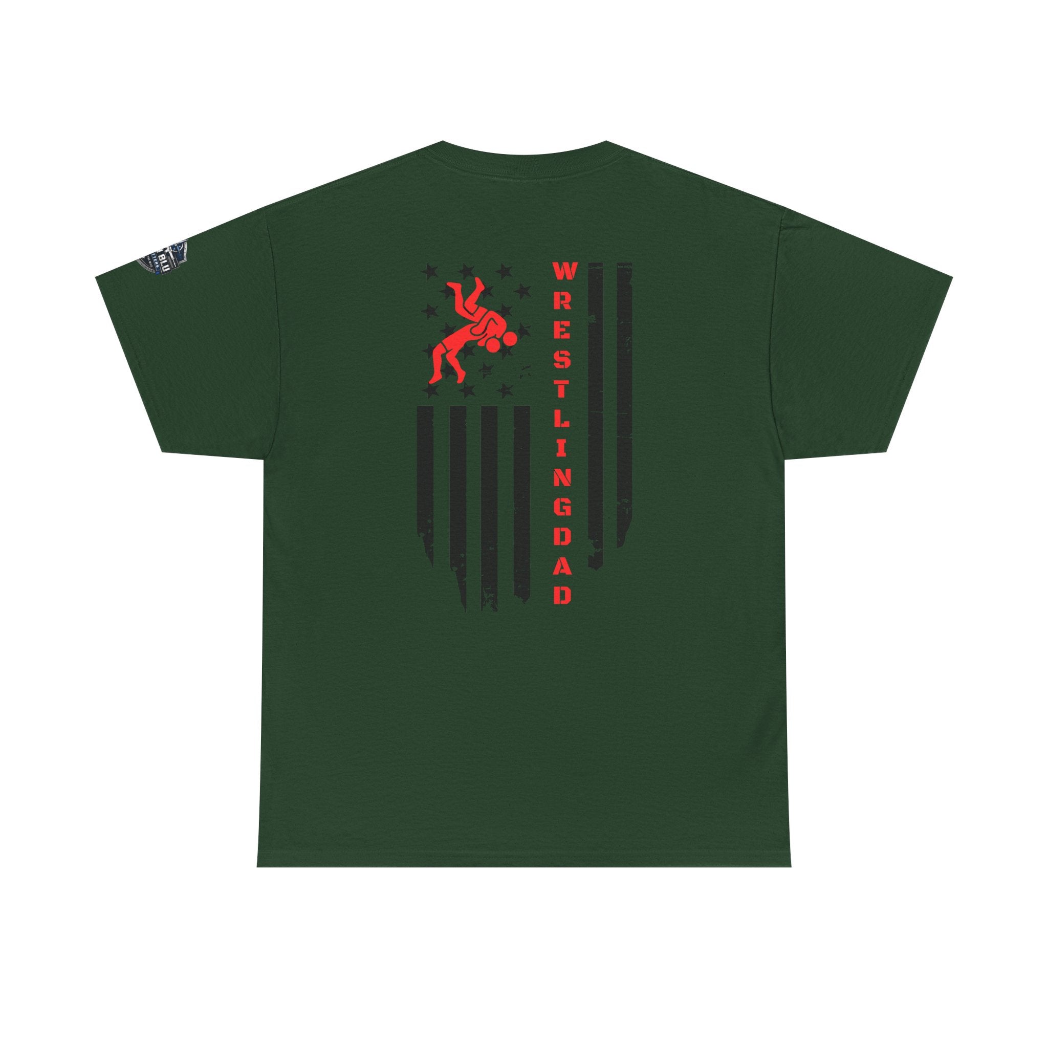 Wrestling Dad T‑Shirt — Distressed Flag Back Graphic Tee