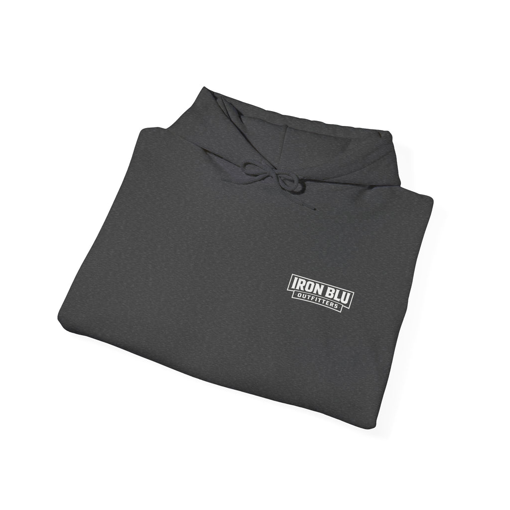 Iron Blu Outfitters Hoodie – “Built for the Wild” Outdoor Logo Pullover