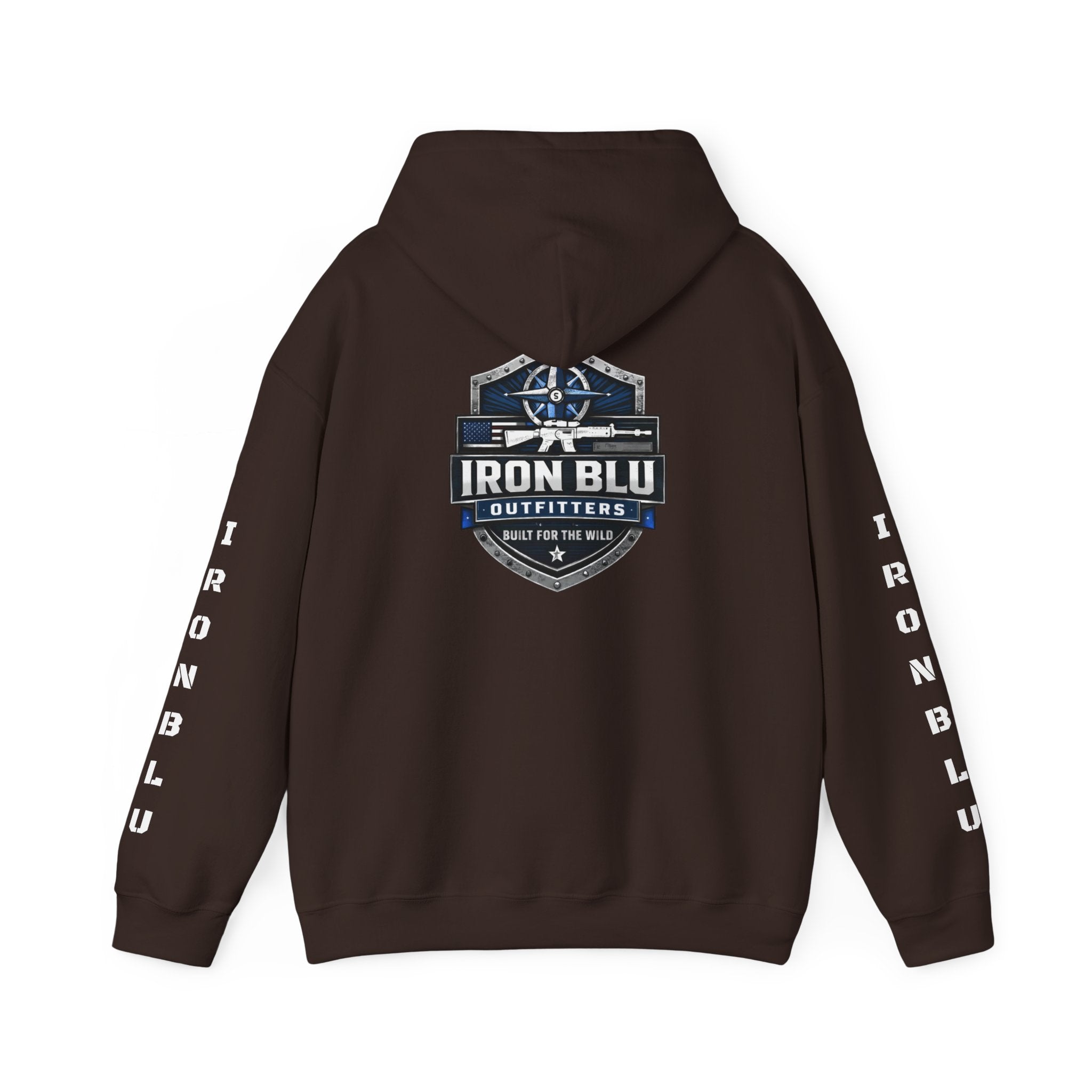 Iron Blu Outfitters Hoodie – “Built for the Wild” Outdoor Logo Pullover
