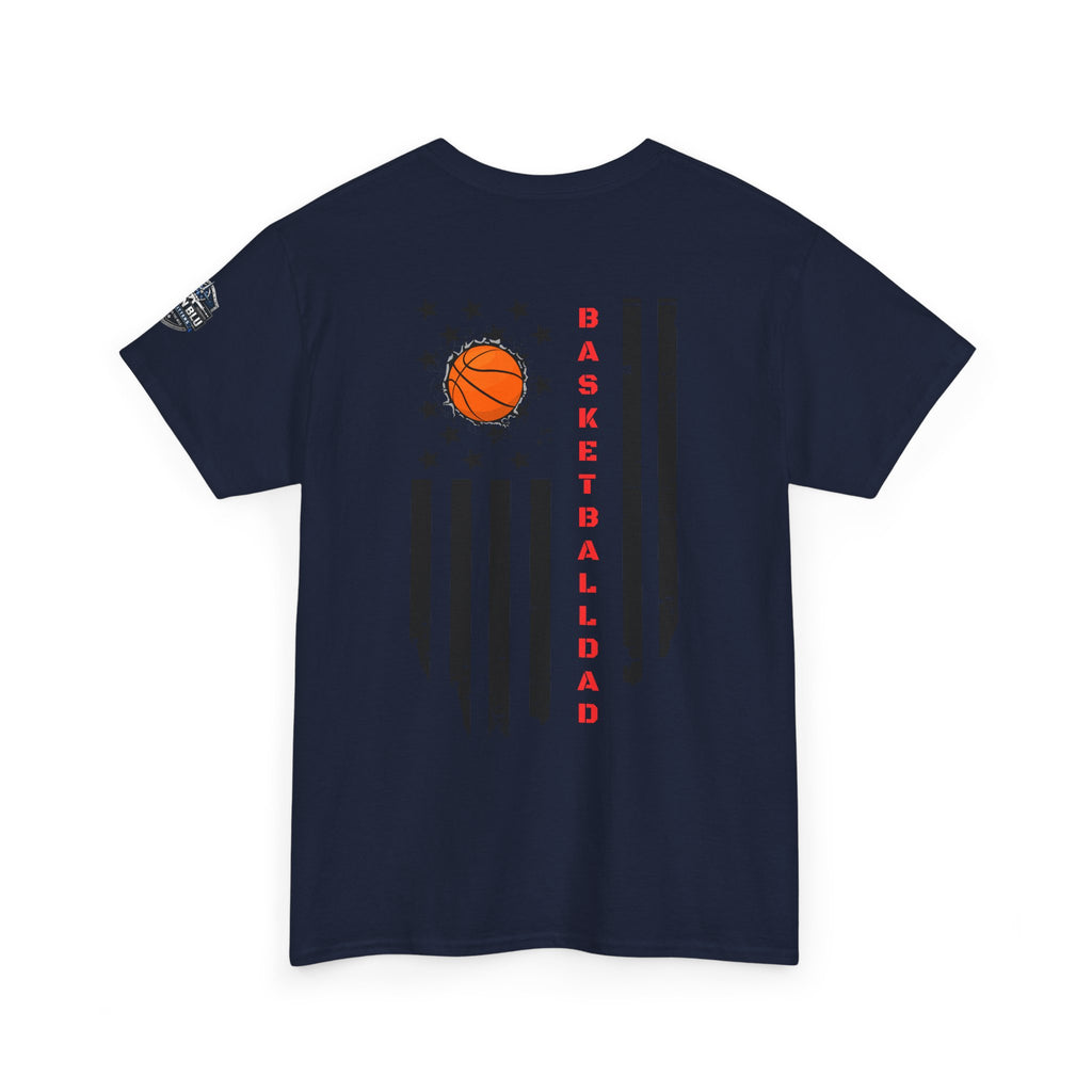 Basketball Dad T‑Shirt — Distressed Flag Design with Orange Basketball (Father’s Day Gift)