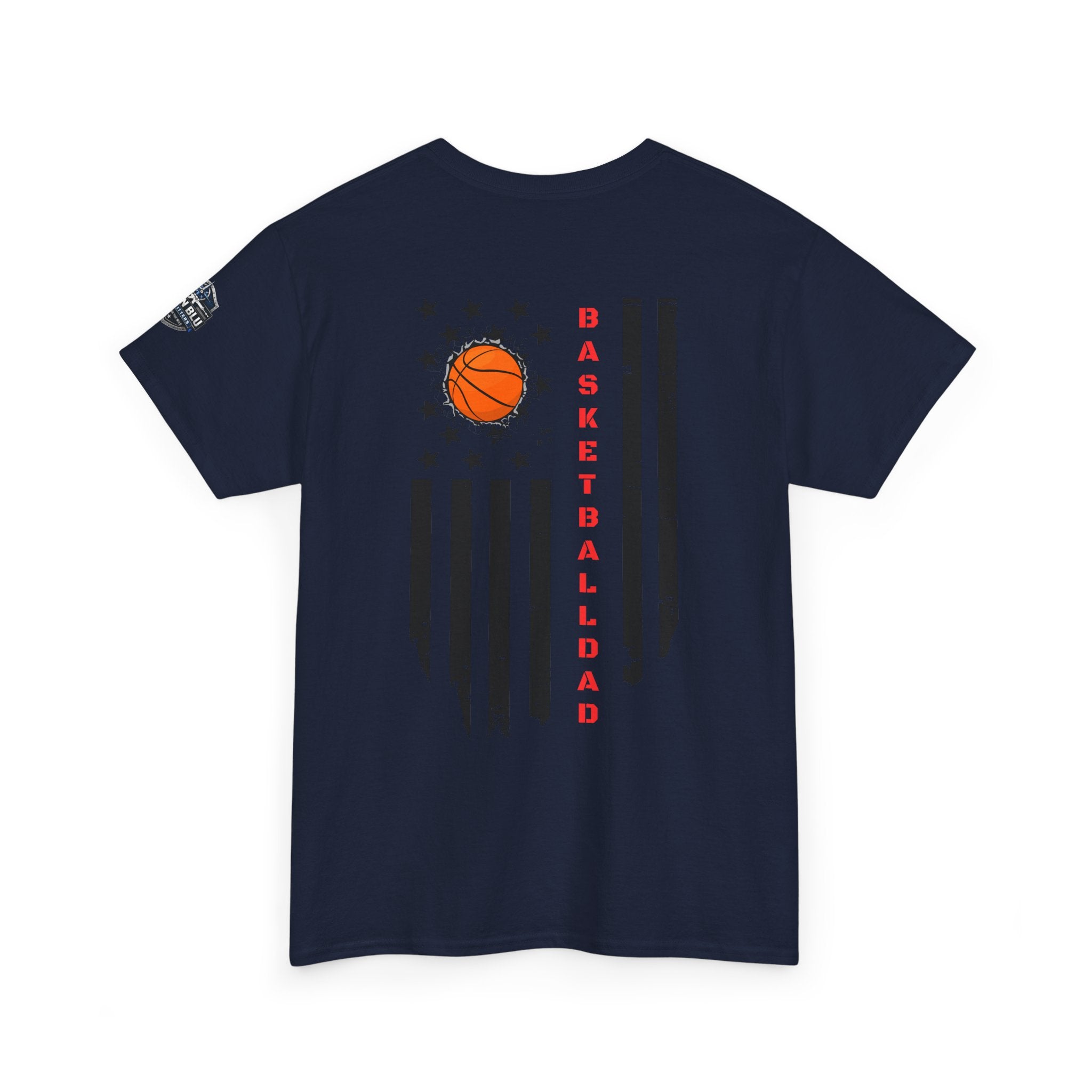 Basketball Dad T‑Shirt — Distressed Flag Design with Orange Basketball (Father’s Day Gift)