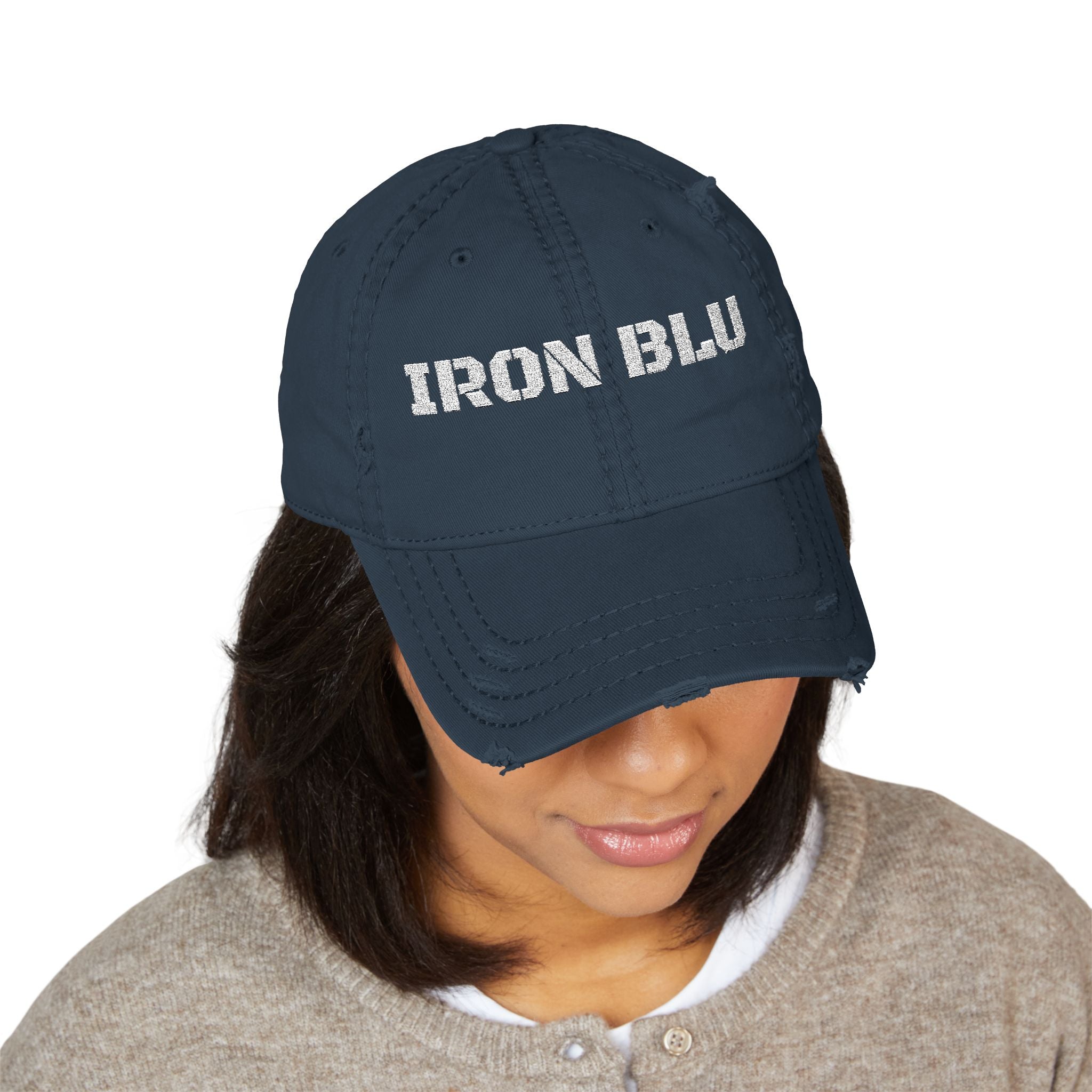 Distressed Embroidered Dad Hat — IRON BLU 'Merica Est. 1776 Vintage Baseball Cap
