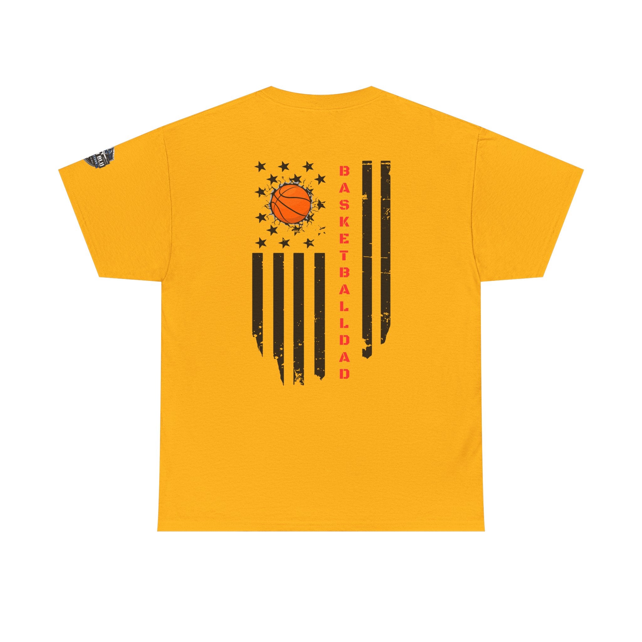 Basketball Dad T‑Shirt — Distressed Flag Design with Orange Basketball (Father’s Day Gift)