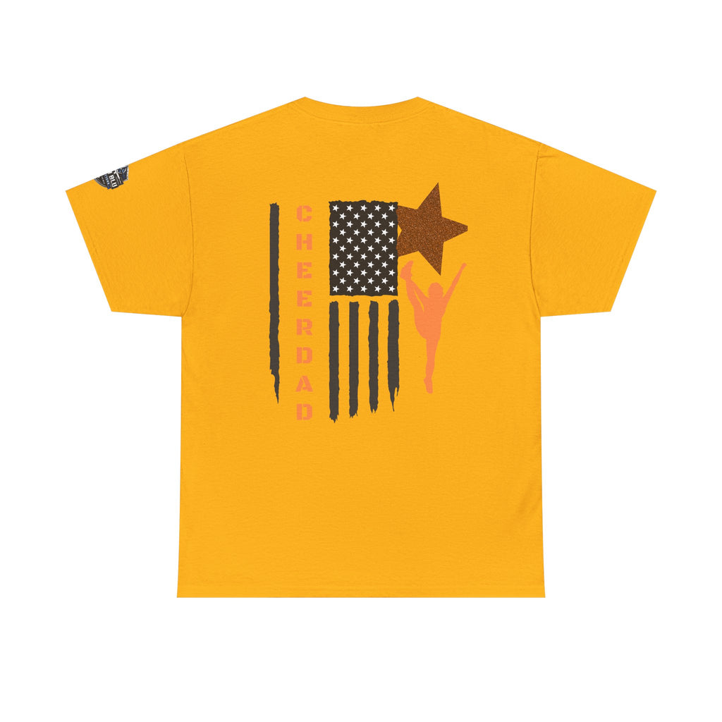 Cheer Dad T-Shirt — American Flag Cheerleader Dad Tee