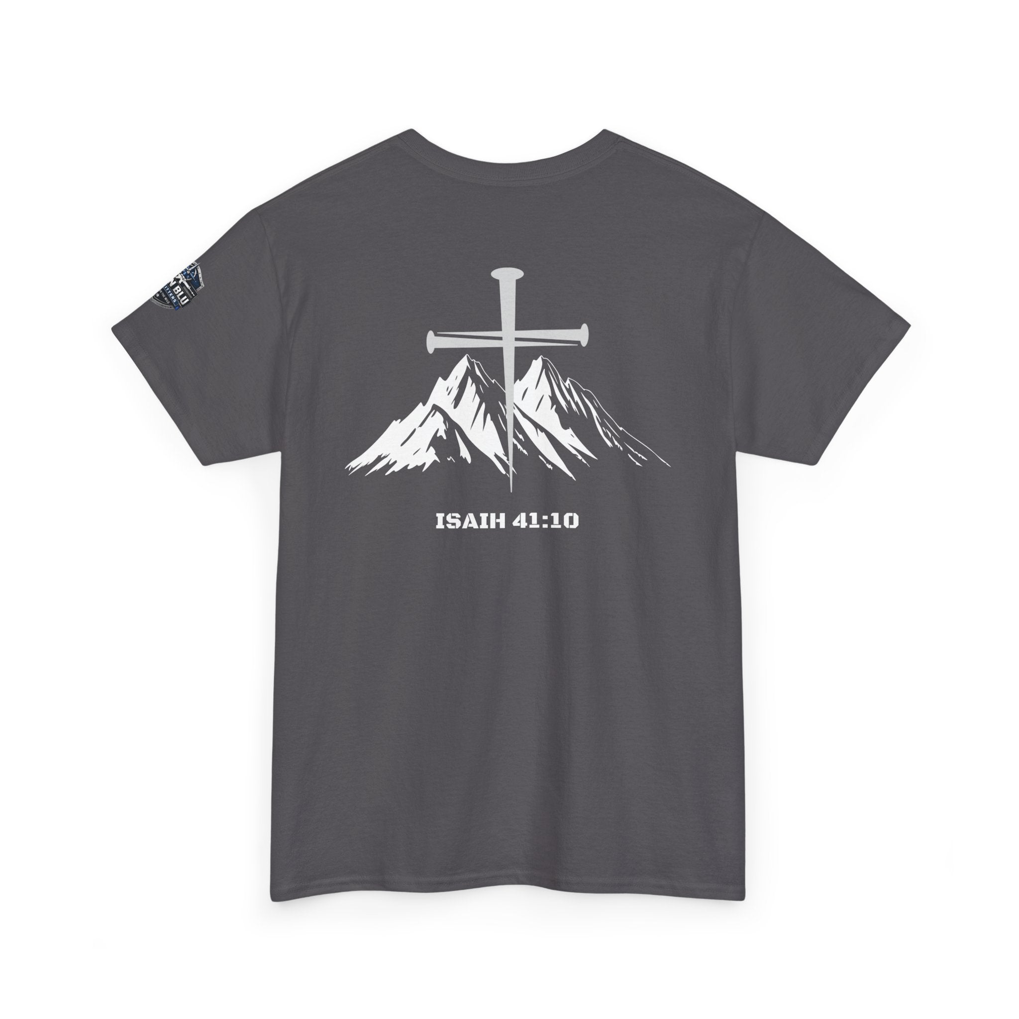 Christian Cross Mountain T-Shirt — Isaiah 41:10 Faith Tee