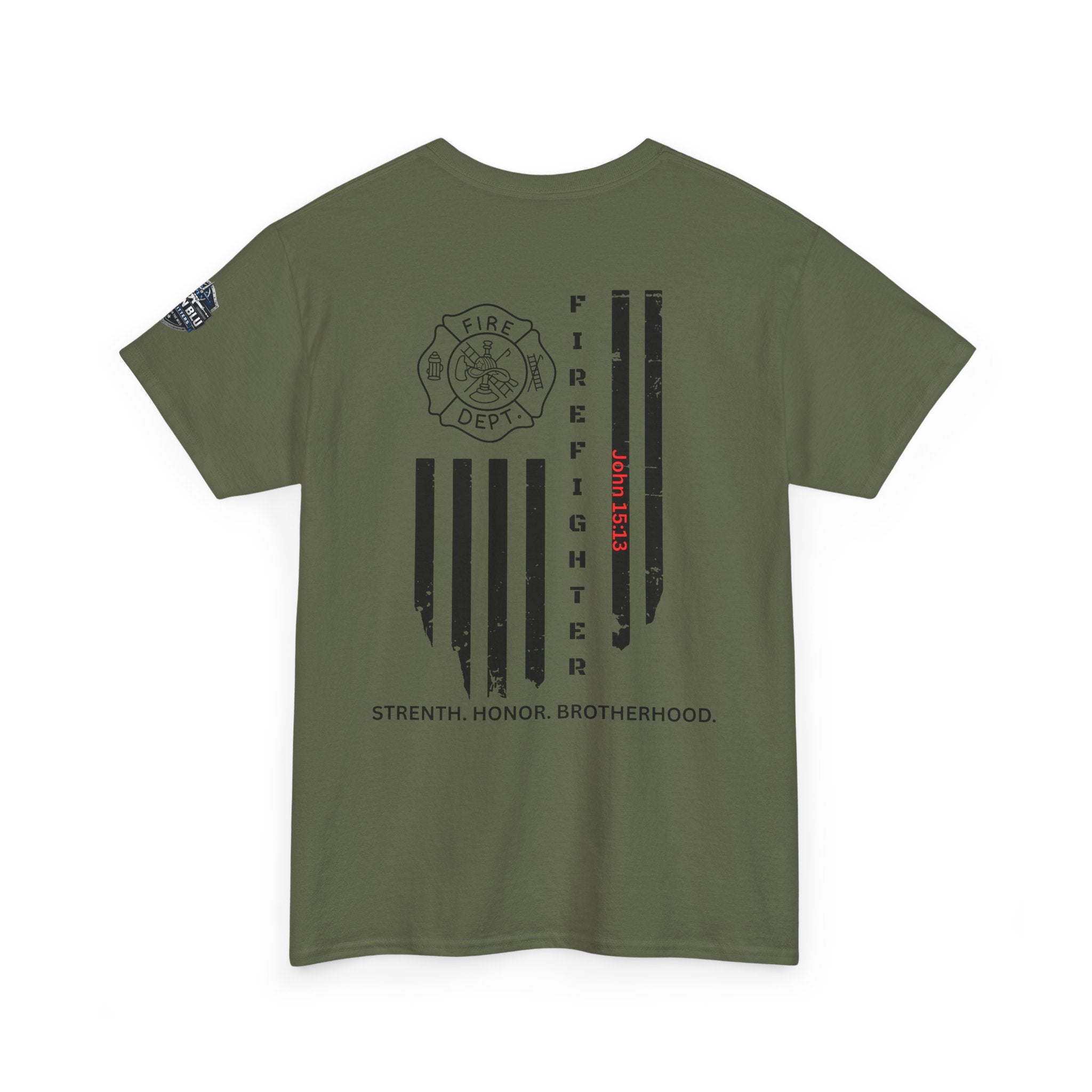 Firefighter Flag T-Shirt — Strength, Honor, Brotherhood Tee
