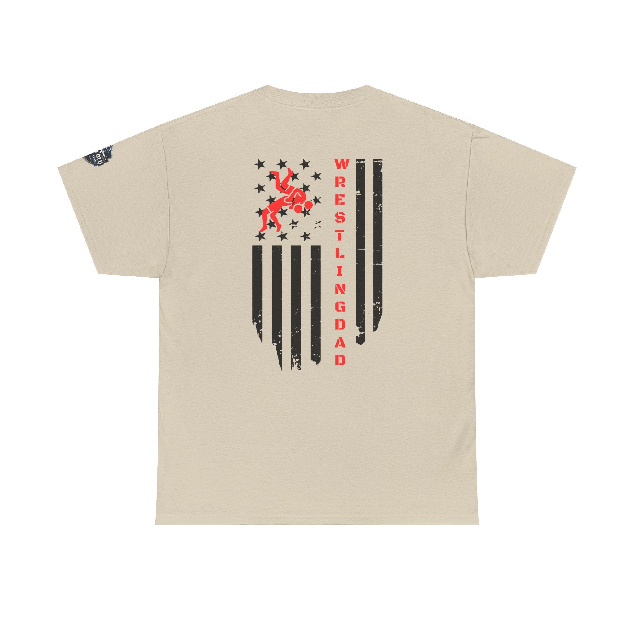 Wrestling Dad T‑Shirt — Distressed Flag Back Graphic Tee