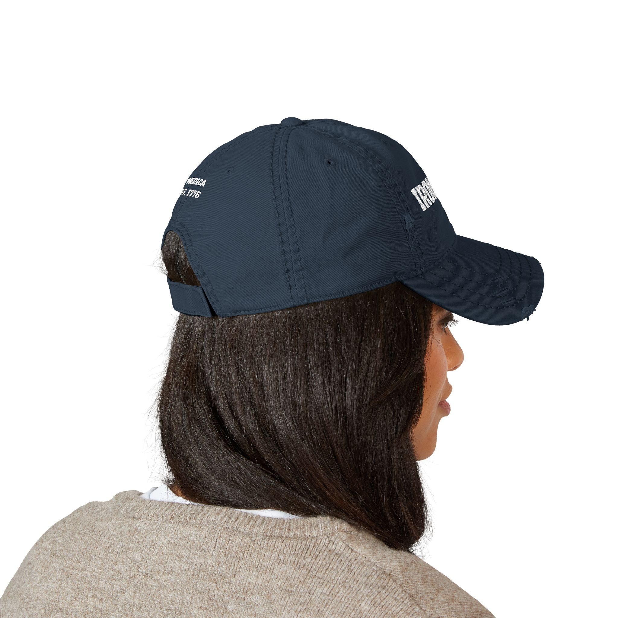 Distressed Embroidered Dad Hat — IRON BLU 'Merica Est. 1776 Vintage Baseball Cap