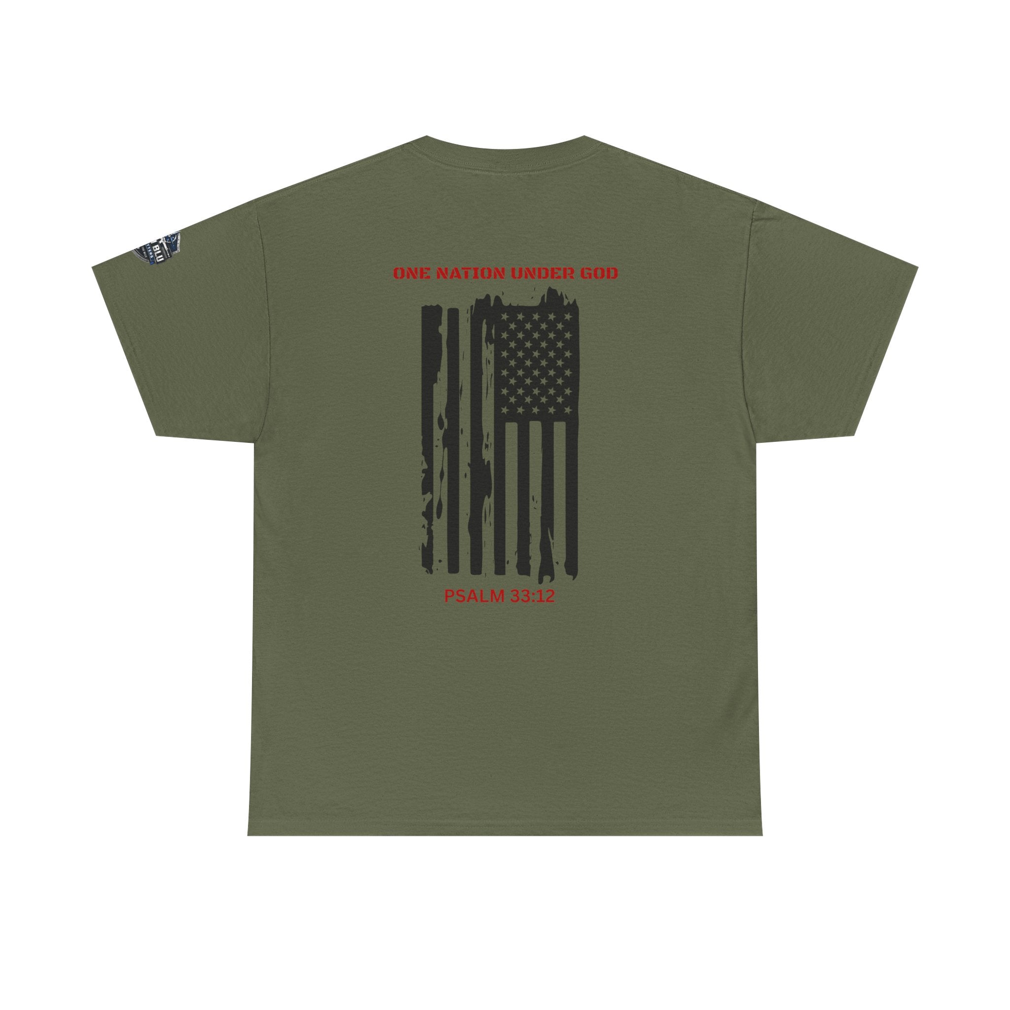 Patriotic 'One Nation Under God' Tee — Psalm 33:12 Flag T‑Shirt