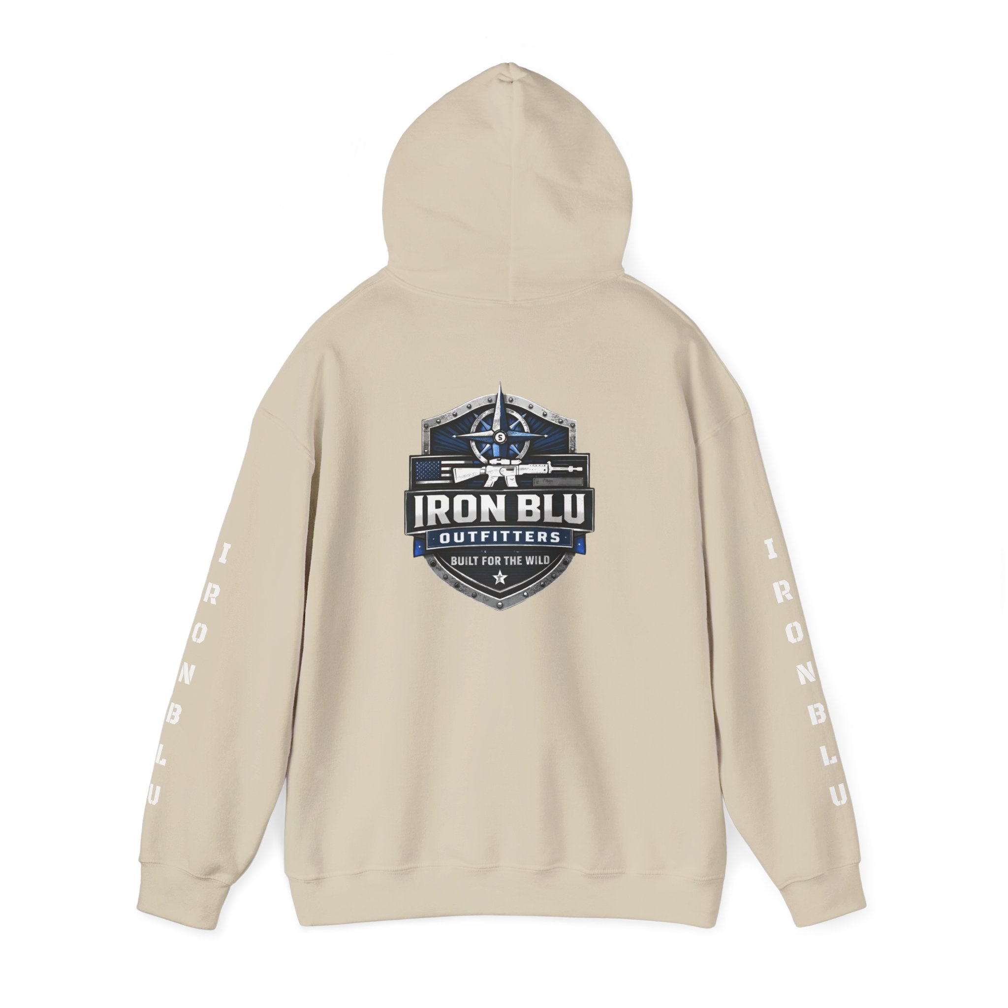 Iron Blu Outfitters Hoodie – “Built for the Wild” Outdoor Logo Pullover
