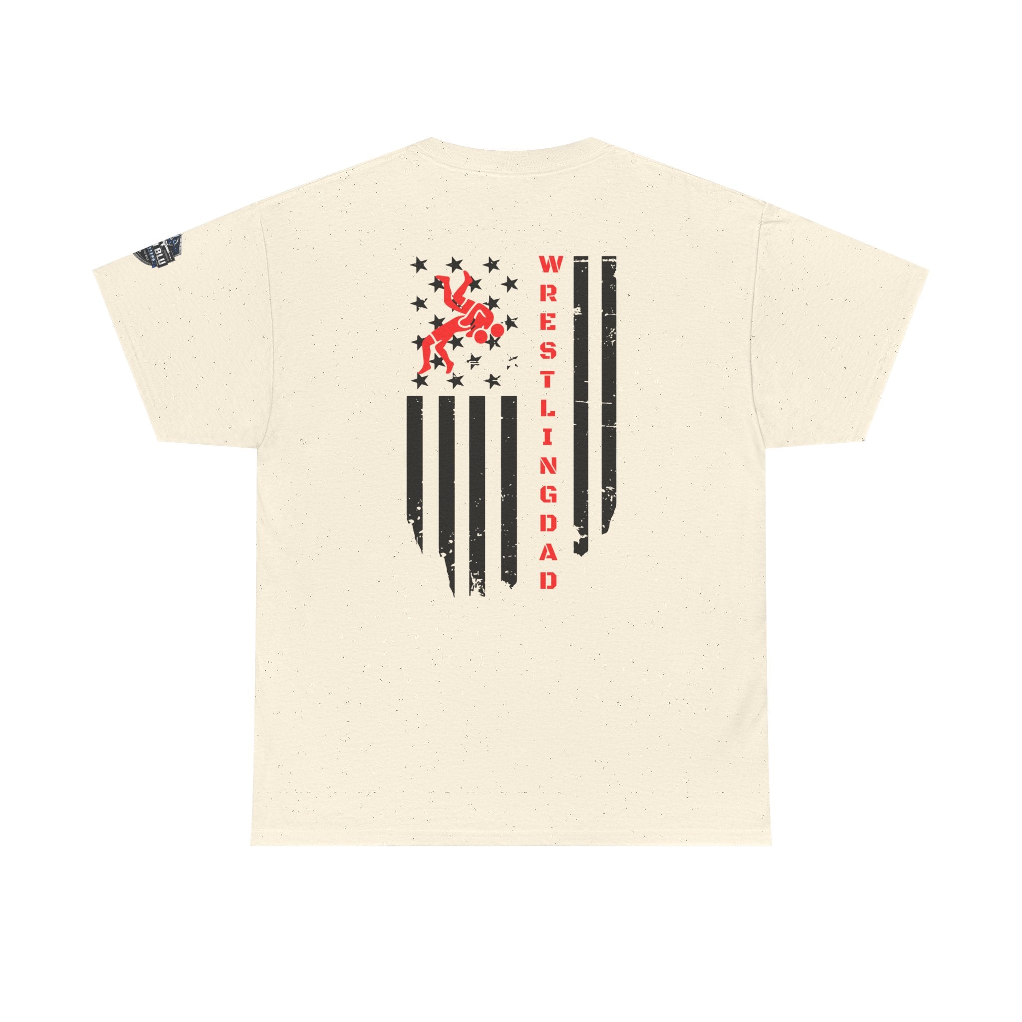Wrestling Dad T‑Shirt — Distressed Flag Back Graphic Tee