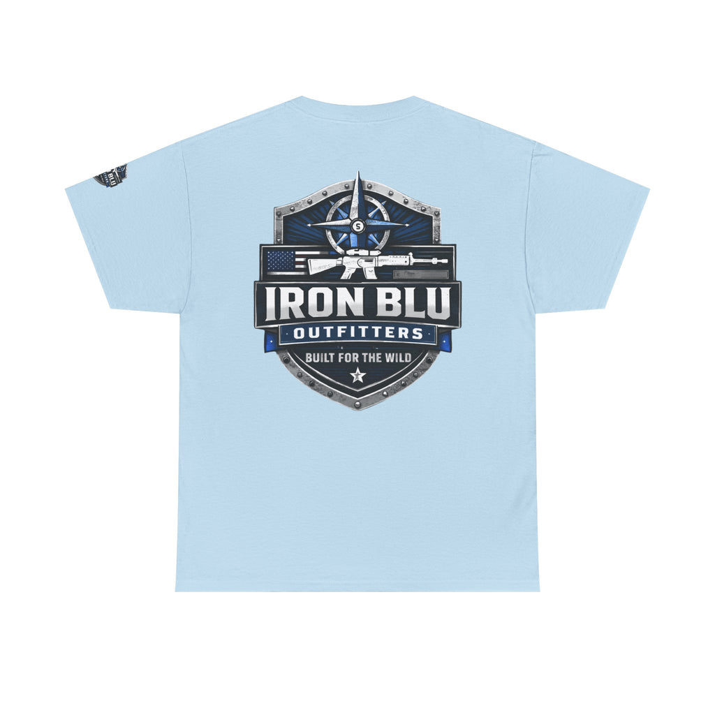 Iron Blu Outfitters T‑Shirt — 'Built for the Wild' Outdoor Logo Tee