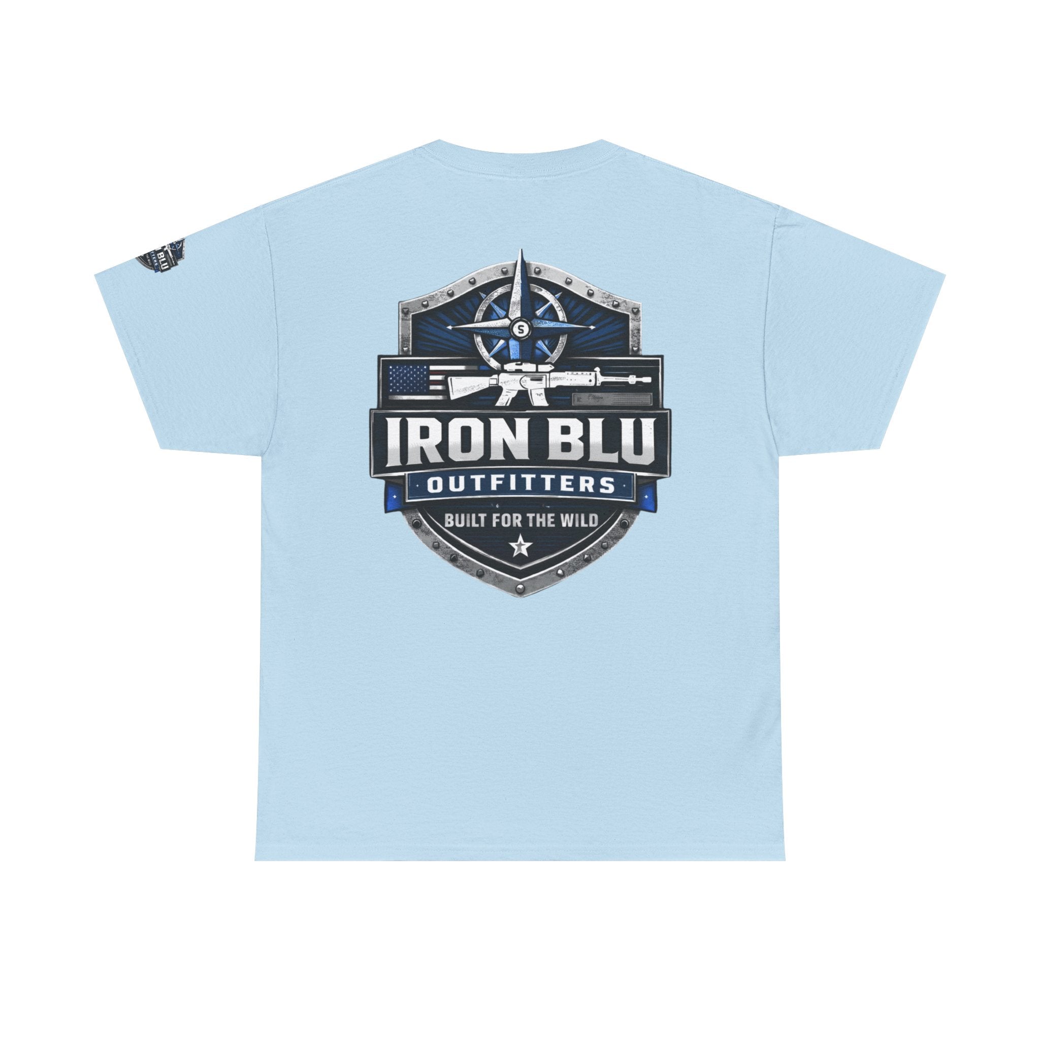 Iron Blu Outfitters T‑Shirt — 'Built for the Wild' Outdoor Logo Tee