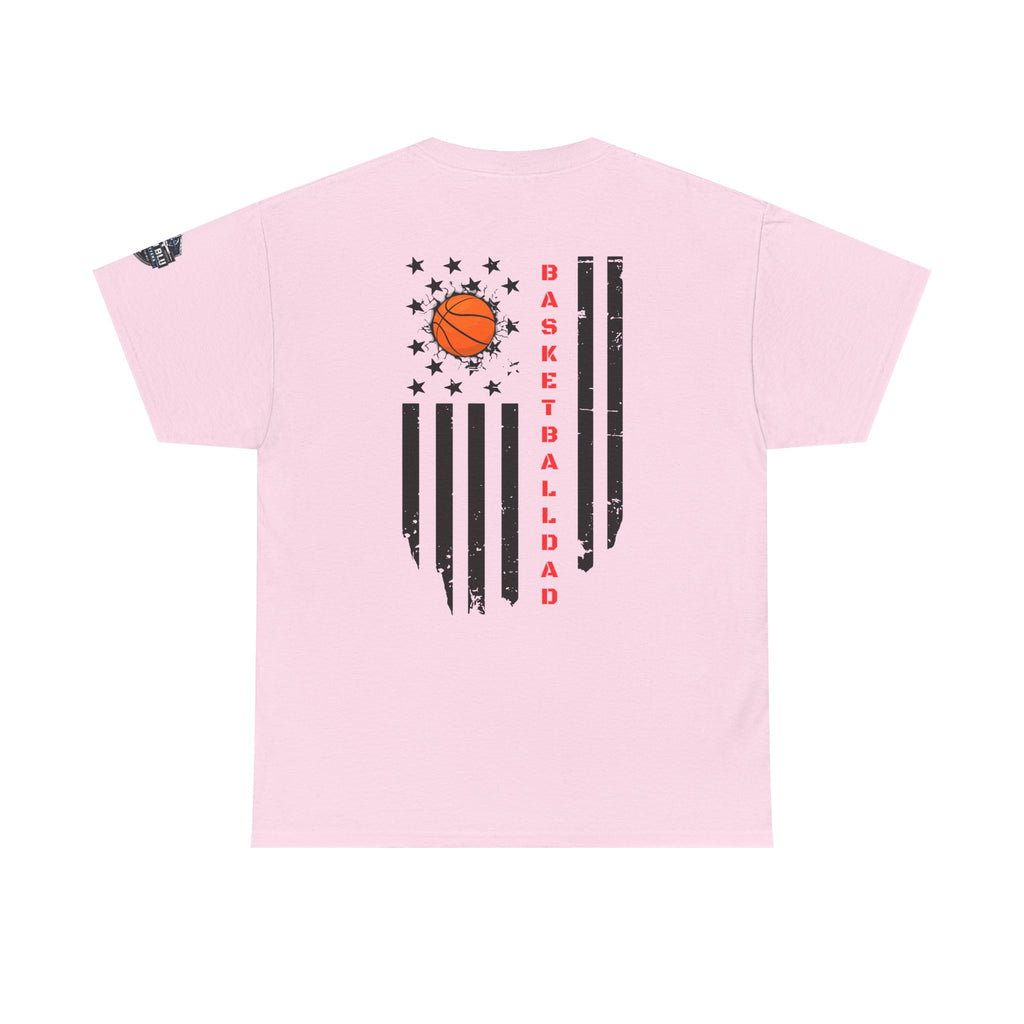 Basketball Dad T‑Shirt — Distressed Flag Design with Orange Basketball (Father’s Day Gift)