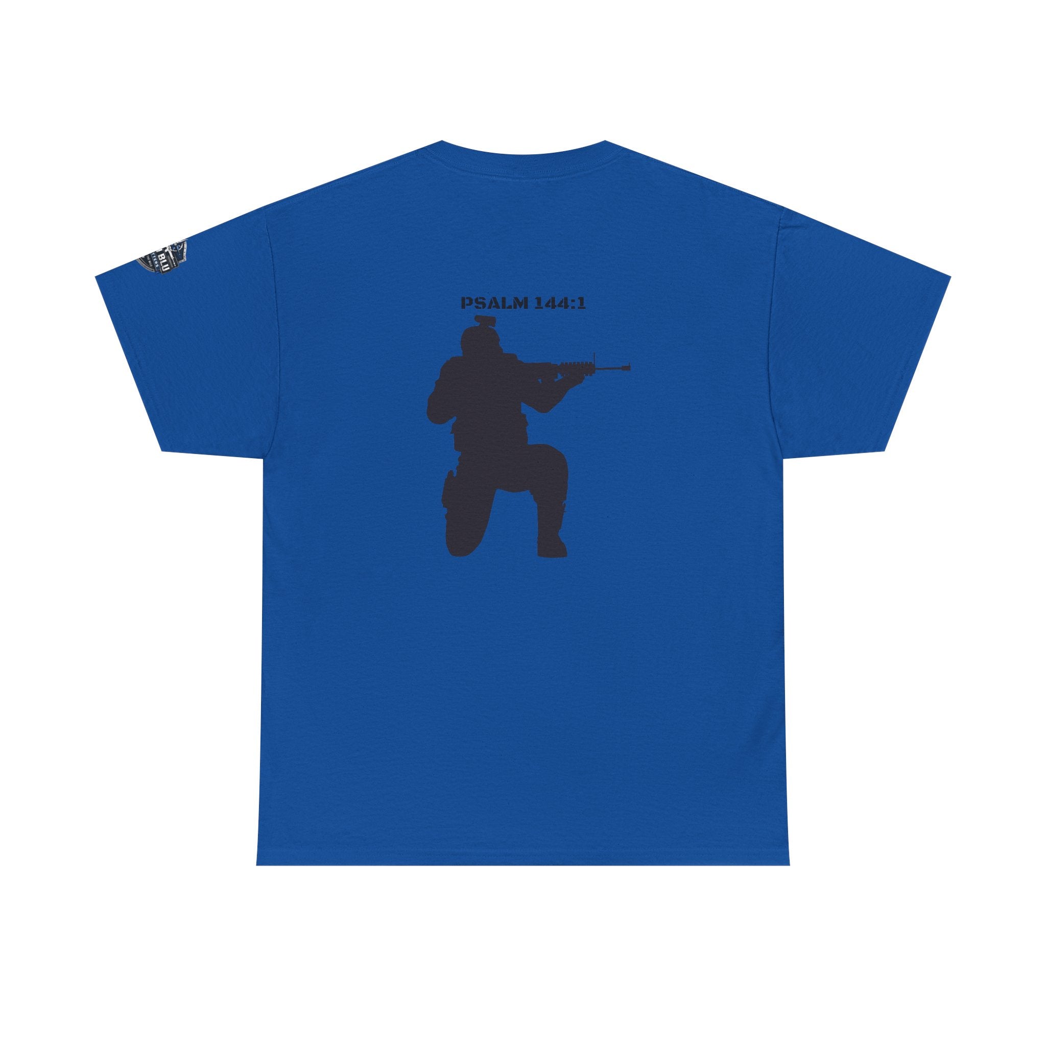 Psalm 144:1 Rifle Silhouette Tee — Military Faith Graphic T-Shirt