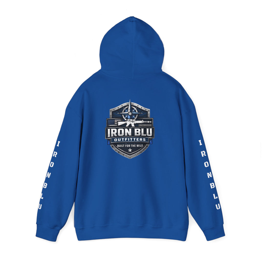 Iron Blu Outfitters Hoodie – “Built for the Wild” Outdoor Logo Pullover