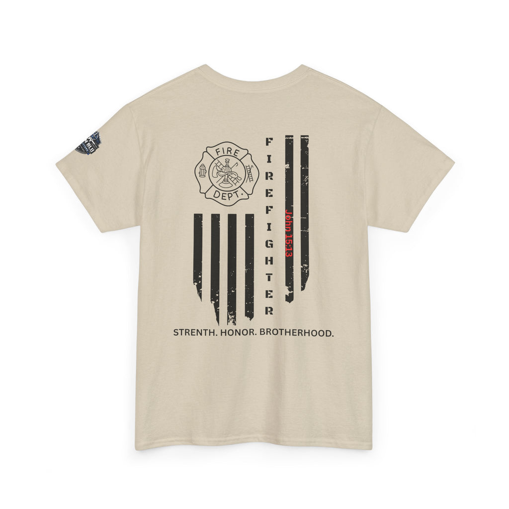 Firefighter Flag T-Shirt — Strength, Honor, Brotherhood Tee