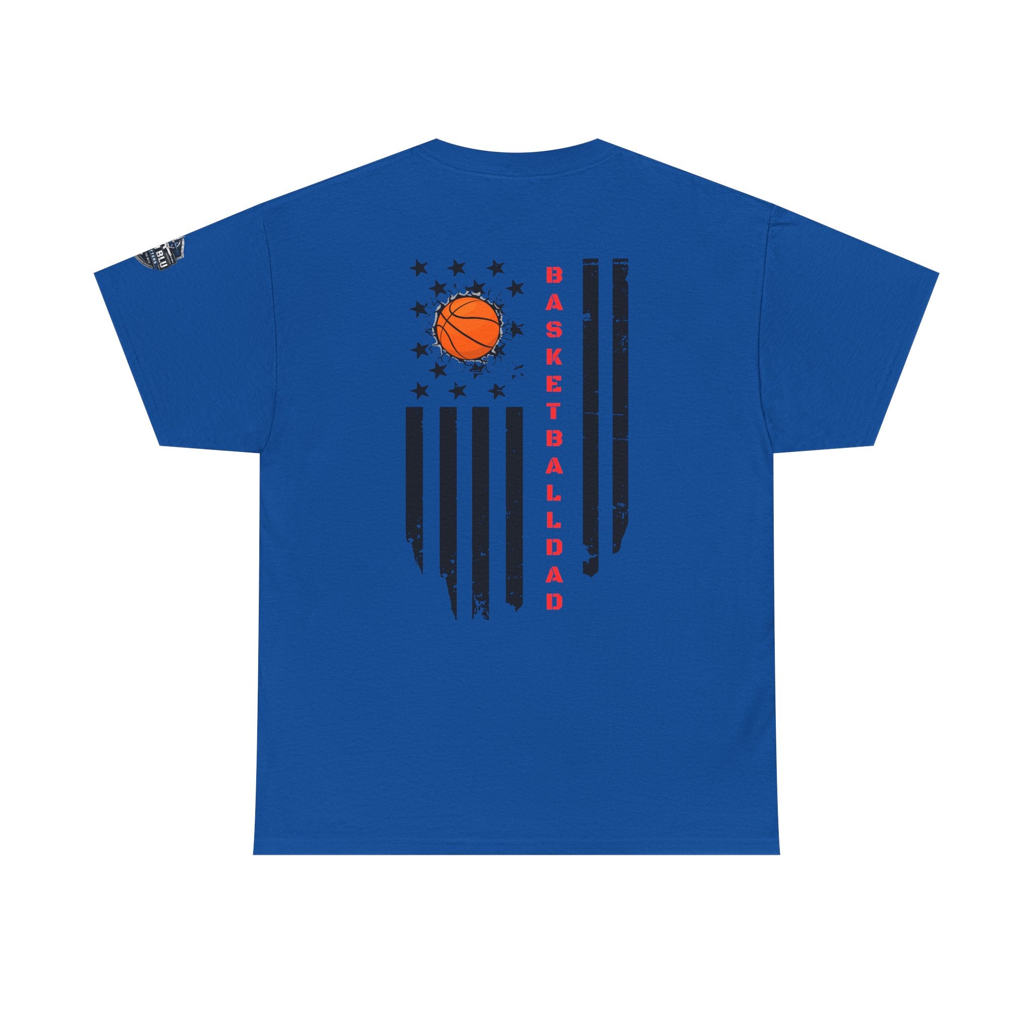 Basketball Dad T‑Shirt — Distressed Flag Design with Orange Basketball (Father’s Day Gift)