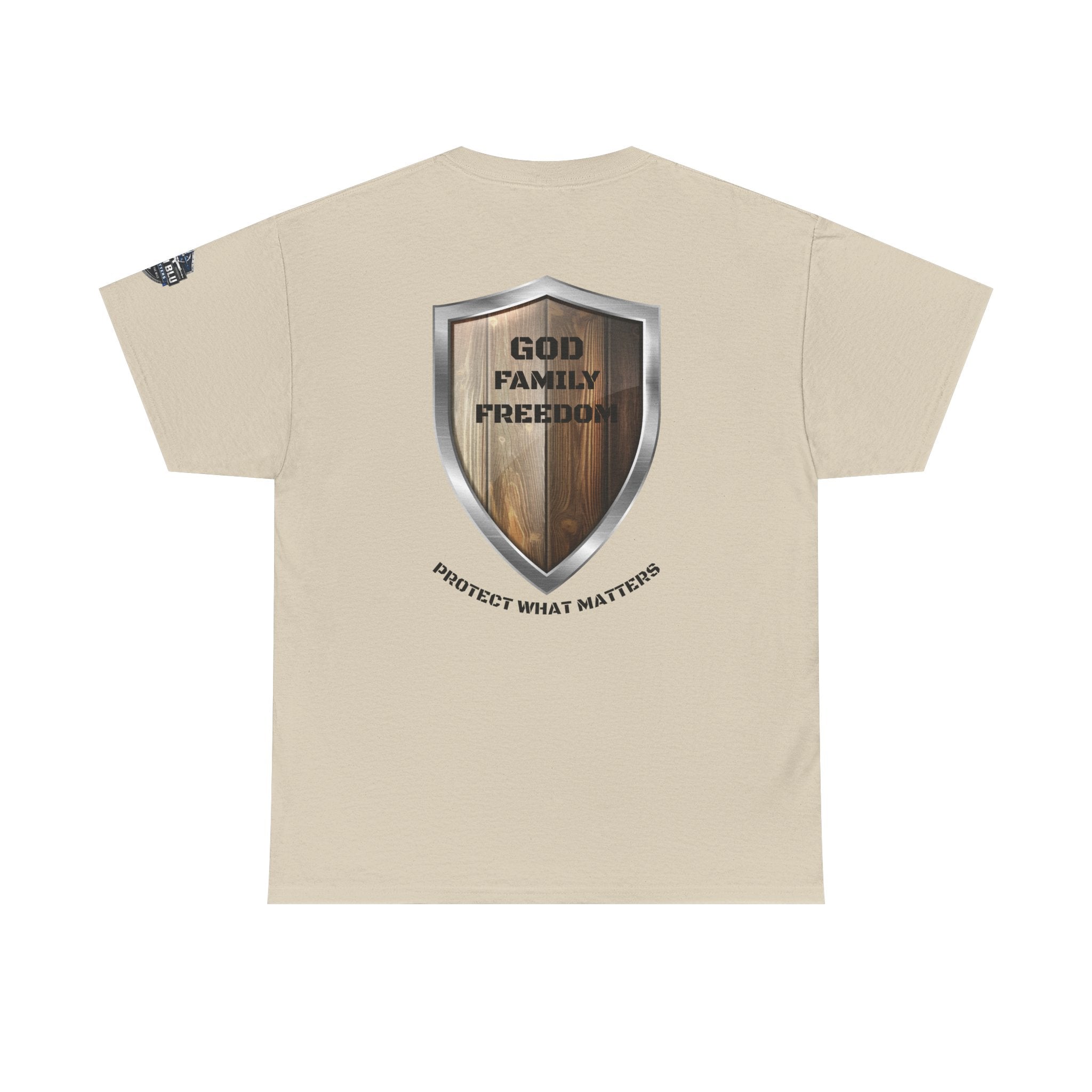 God Family Freedom Shield T‑Shirt — "Protect What Matters" Patriotic Tee