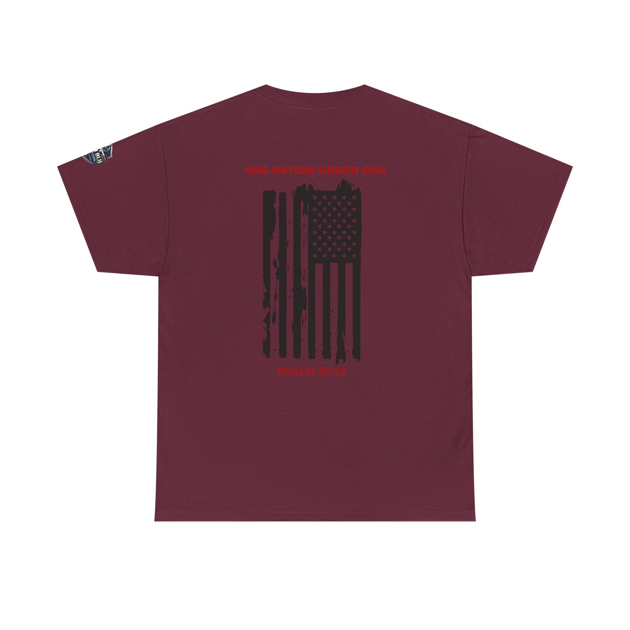 Patriotic 'One Nation Under God' Tee — Psalm 33:12 Flag T‑Shirt