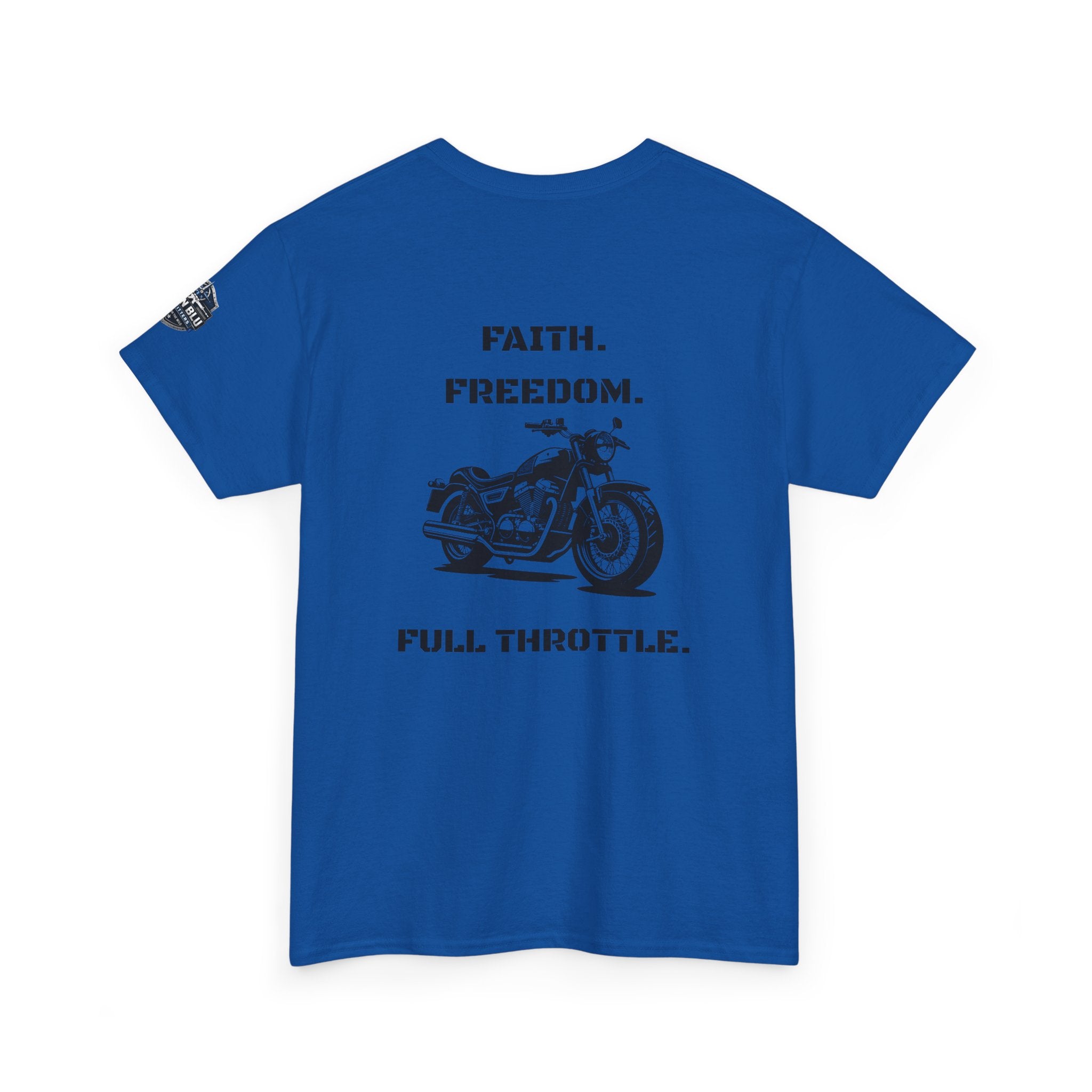 Motorcycle Tee — "Faith. Freedom. Full Throttle." Vintage Biker T-Shirt