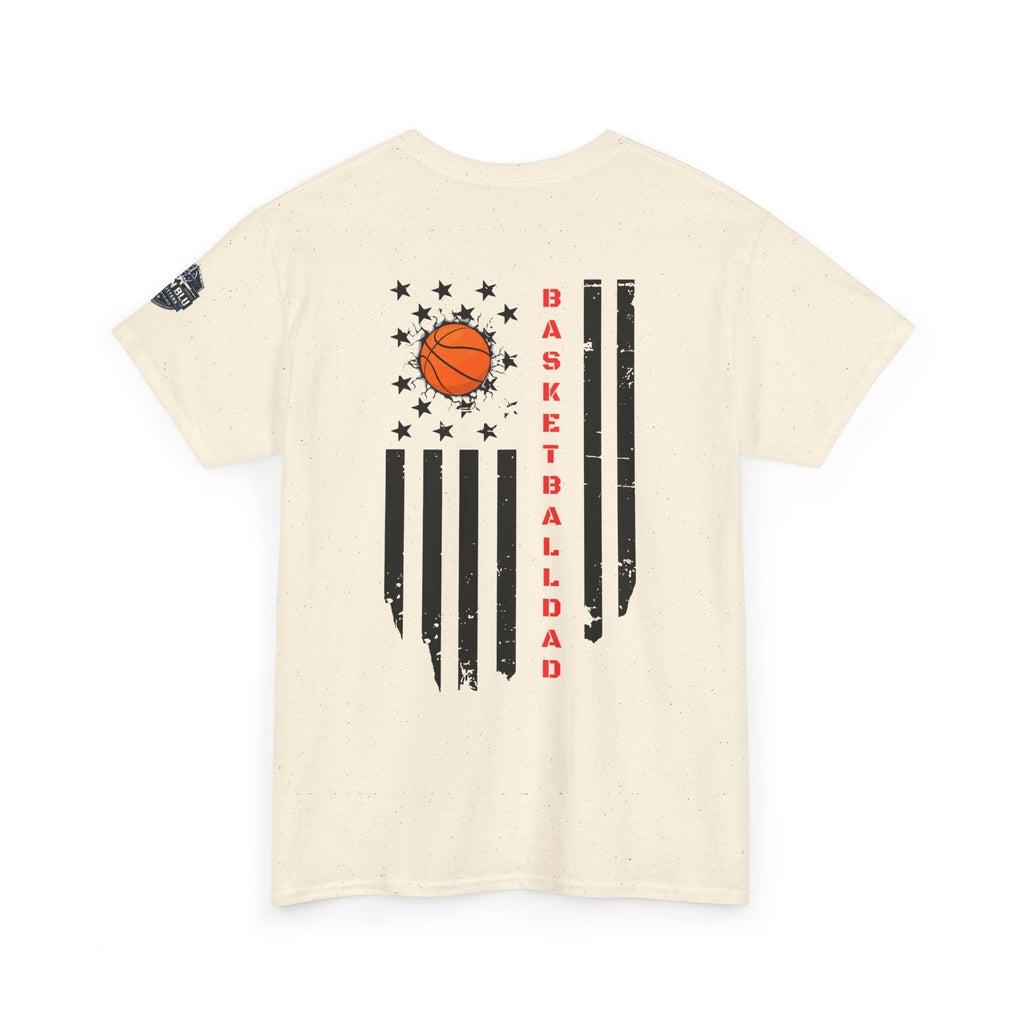 Basketball Dad T‑Shirt — Distressed Flag Design with Orange Basketball (Father’s Day Gift)