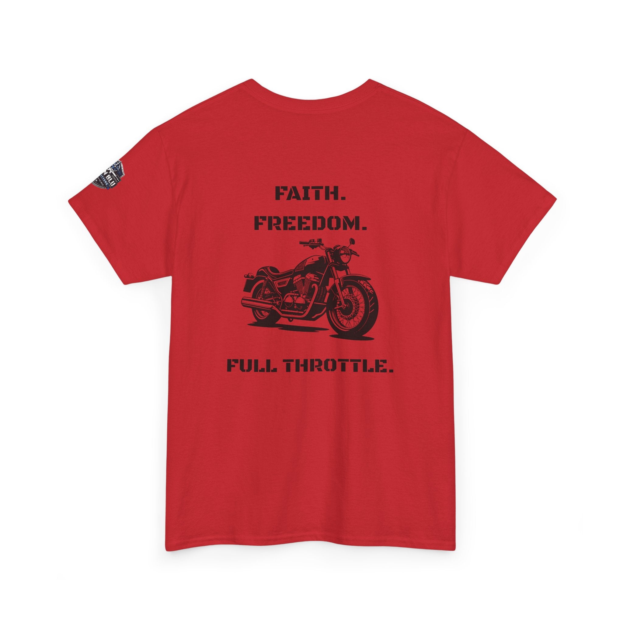 Motorcycle Tee — "Faith. Freedom. Full Throttle." Vintage Biker T-Shirt