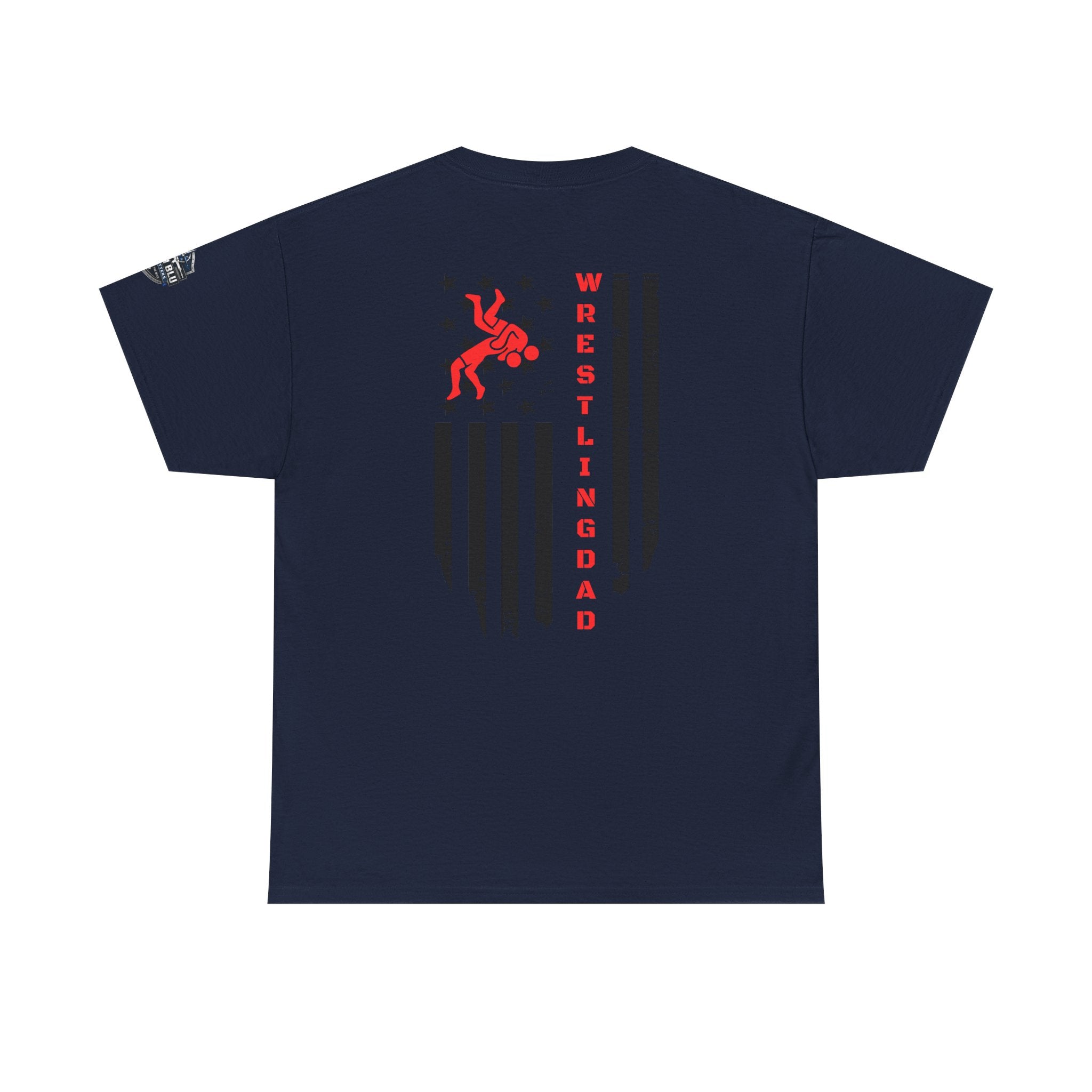 Wrestling Dad T‑Shirt — Distressed Flag Back Graphic Tee