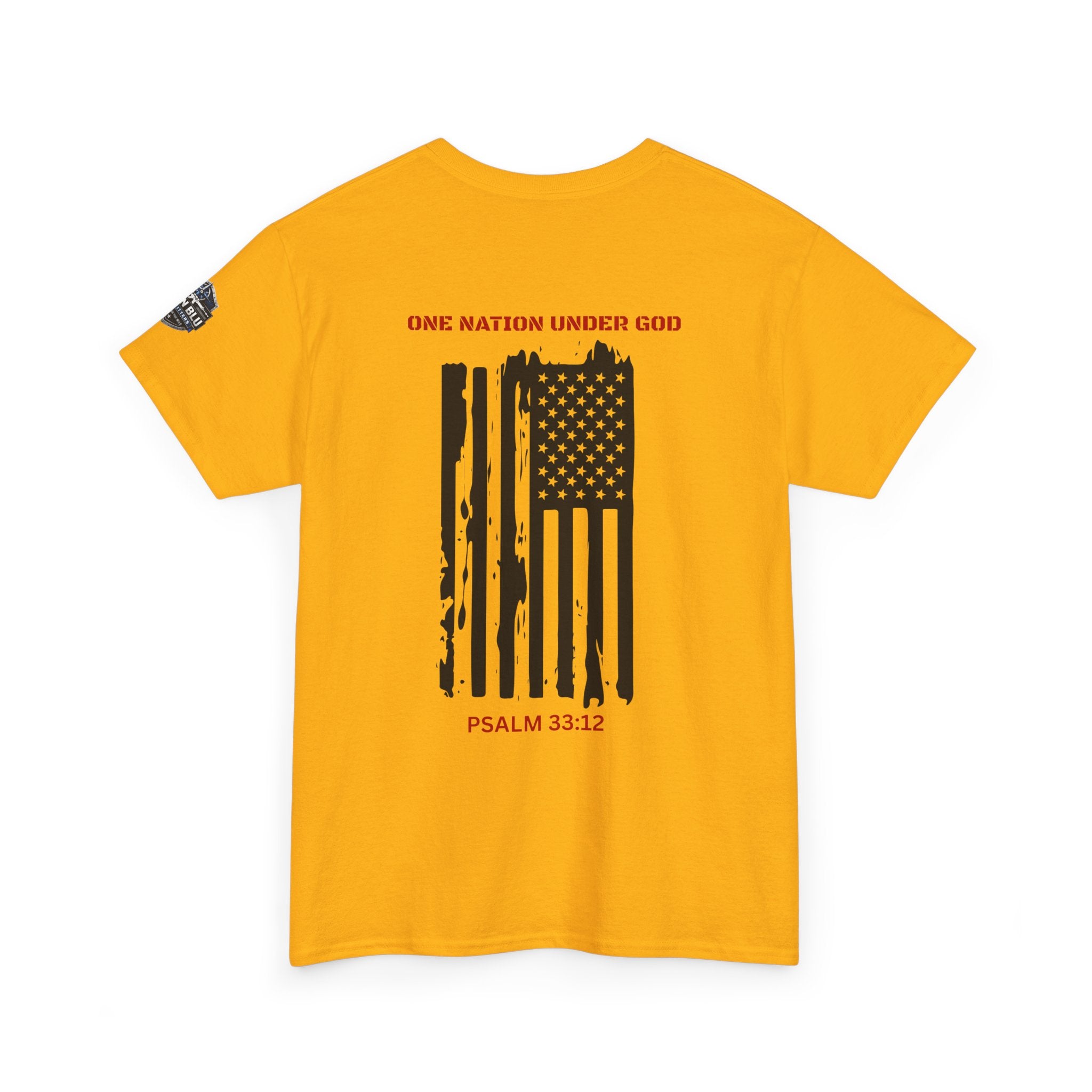 Patriotic 'One Nation Under God' Tee — Psalm 33:12 Flag T‑Shirt