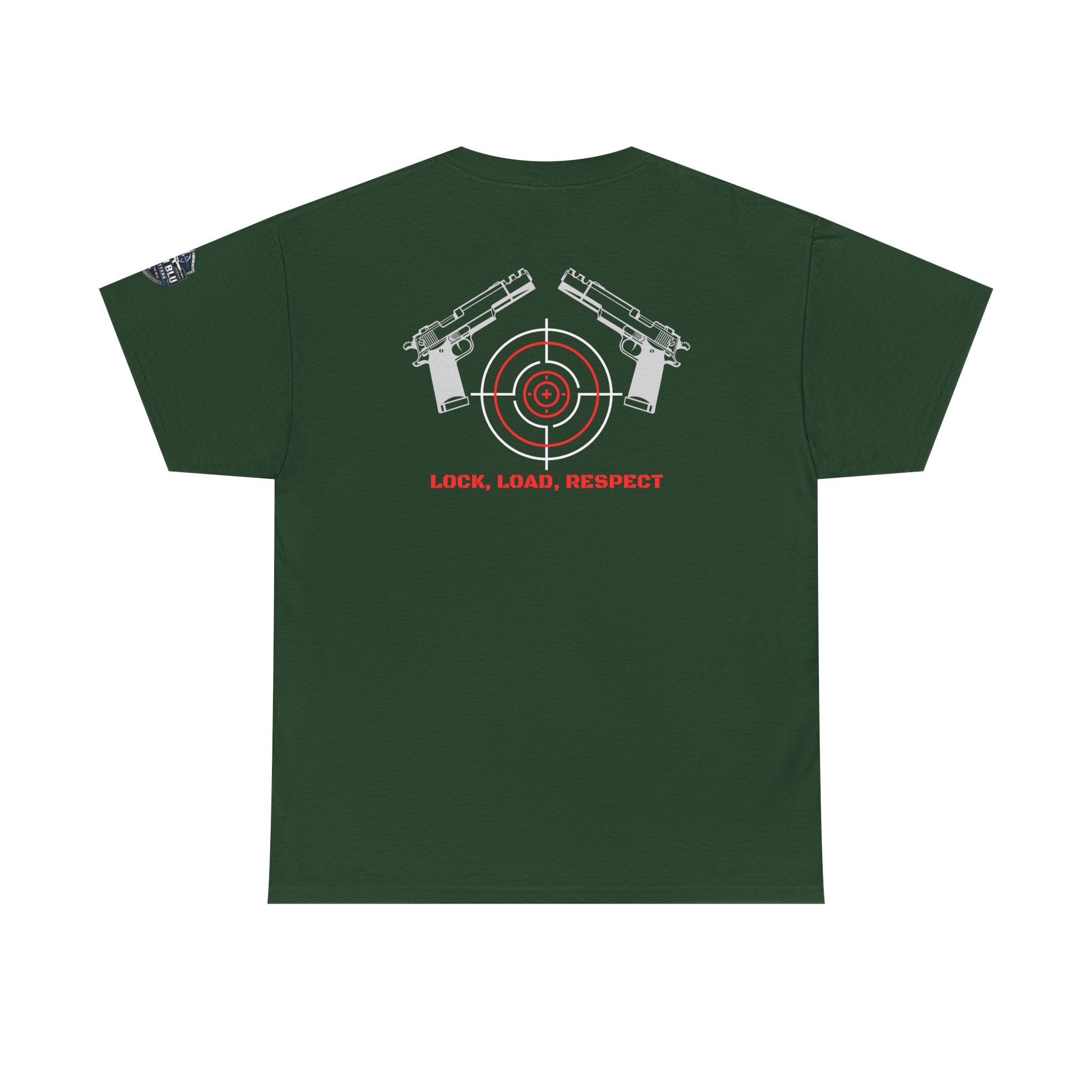 Gun Range T-Shirt — "Lock, Load, Respect" Target Graphic