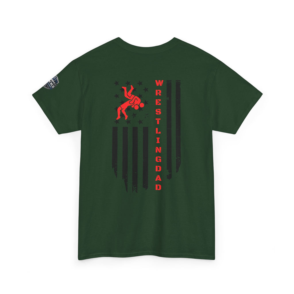 Wrestling Dad T‑Shirt — Distressed Flag Back Graphic Tee