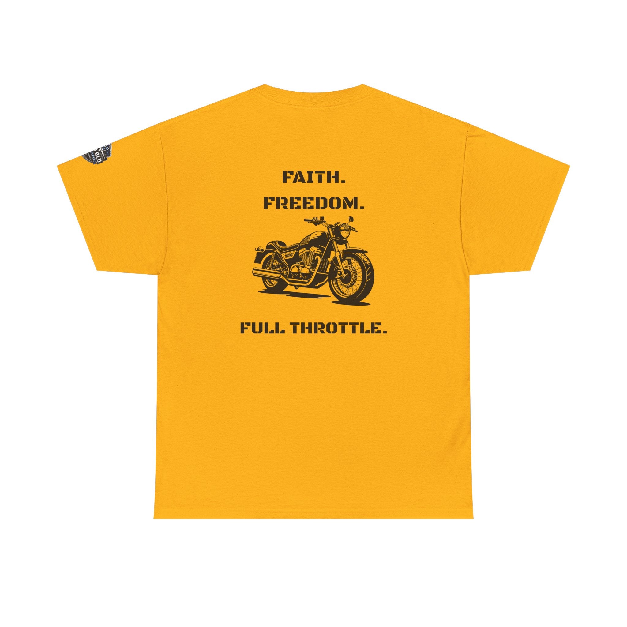Motorcycle Tee — "Faith. Freedom. Full Throttle." Vintage Biker T-Shirt