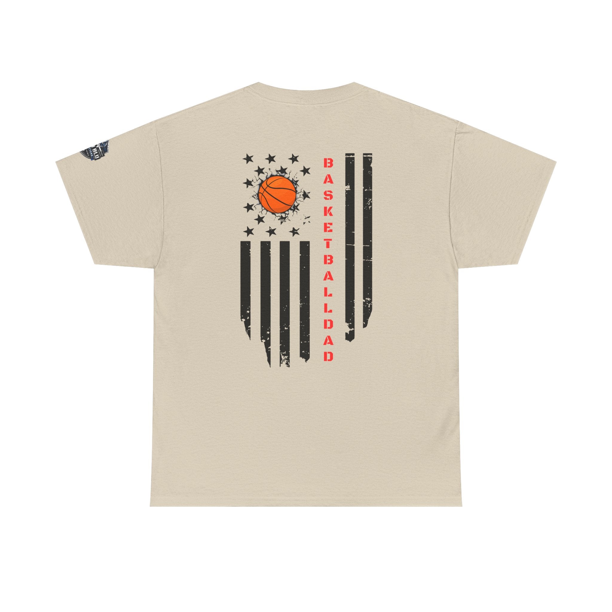 Basketball Dad T‑Shirt — Distressed Flag Design with Orange Basketball (Father’s Day Gift)