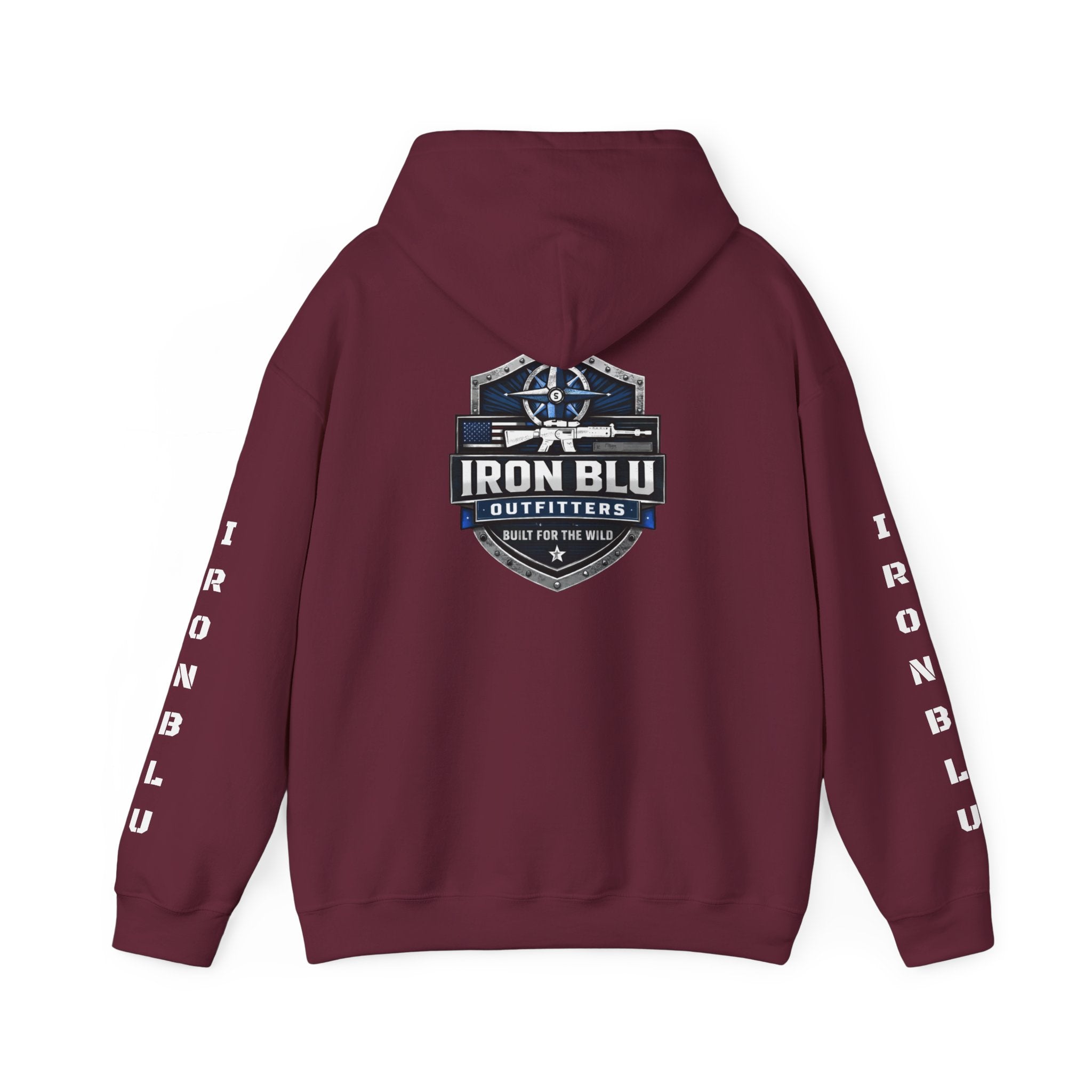 Iron Blu Outfitters Hoodie – “Built for the Wild” Outdoor Logo Pullover