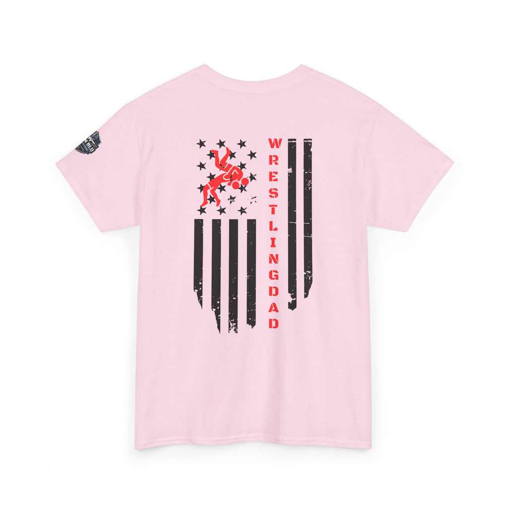 Wrestling Dad T‑Shirt — Distressed Flag Back Graphic Tee