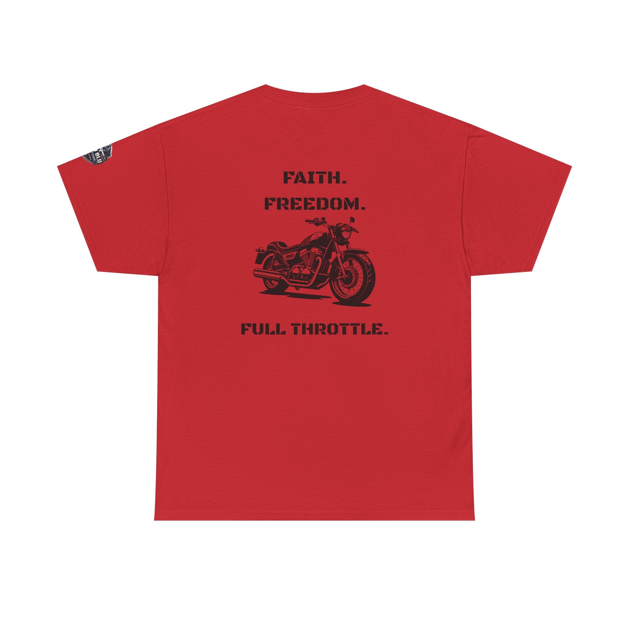 Motorcycle Tee — "Faith. Freedom. Full Throttle." Vintage Biker T-Shirt