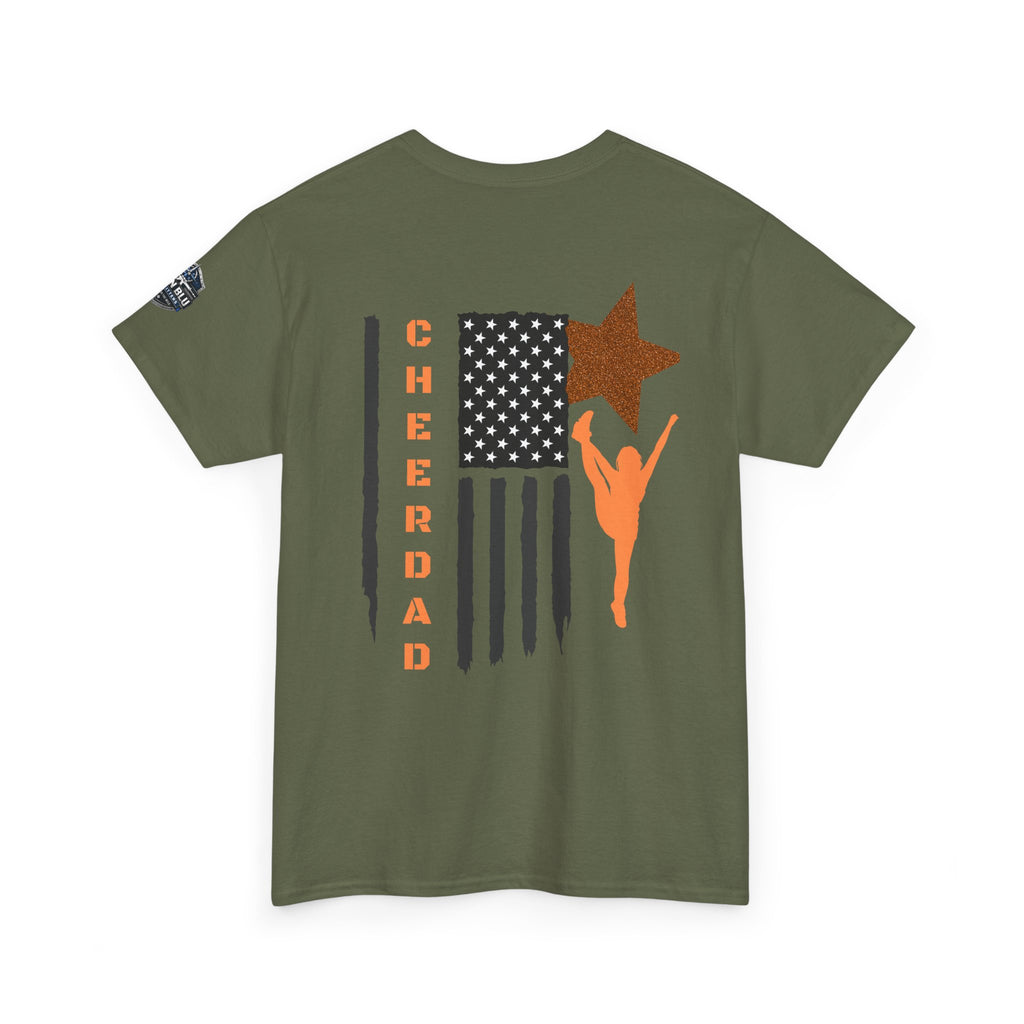 Cheer Dad T-Shirt — American Flag Cheerleader Dad Tee