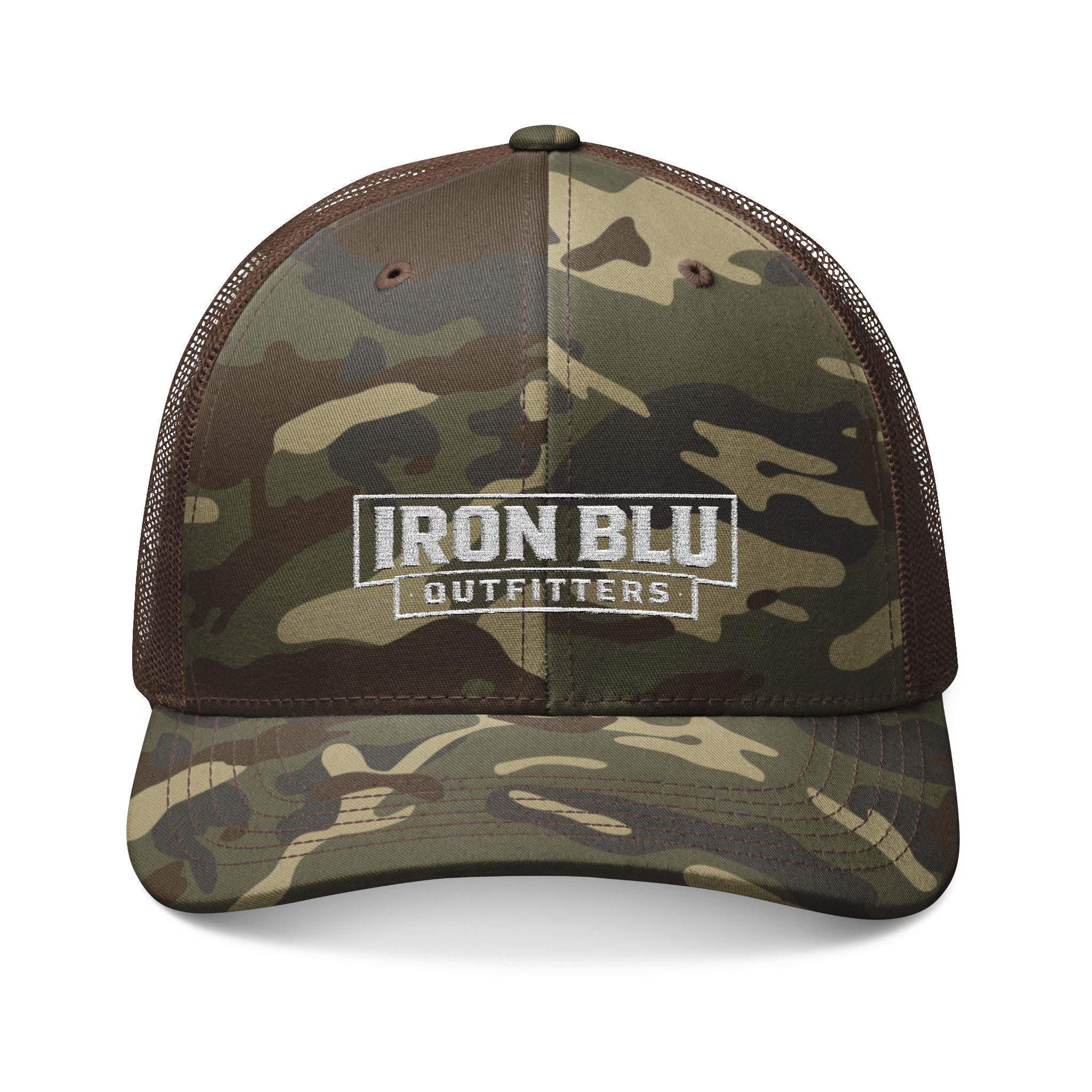Camo Trucker Hat — Embroidered Military-Style Mesh Cap