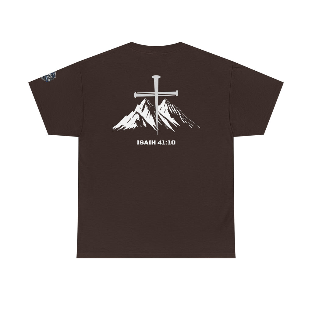 Christian Cross Mountain T-Shirt — Isaiah 41:10 Faith Tee