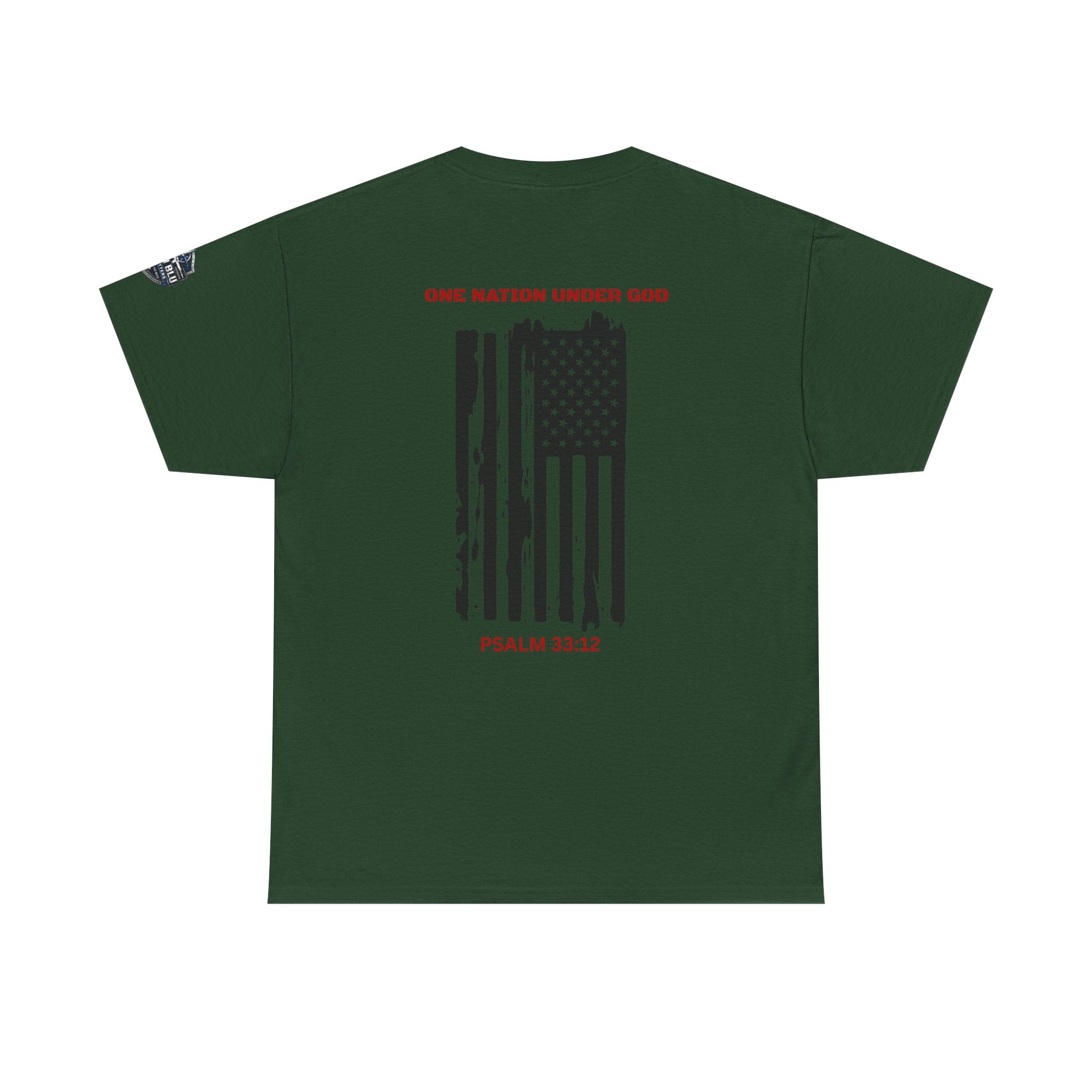 Patriotic 'One Nation Under God' Tee — Psalm 33:12 Flag T‑Shirt