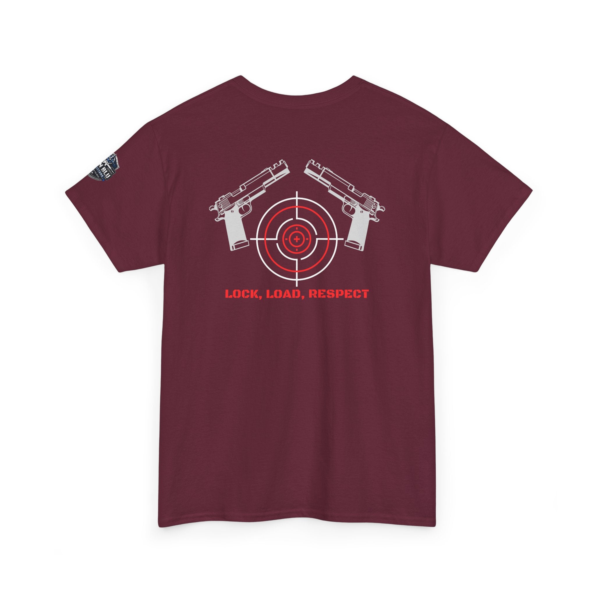 Gun Range T-Shirt — "Lock, Load, Respect" Target Graphic