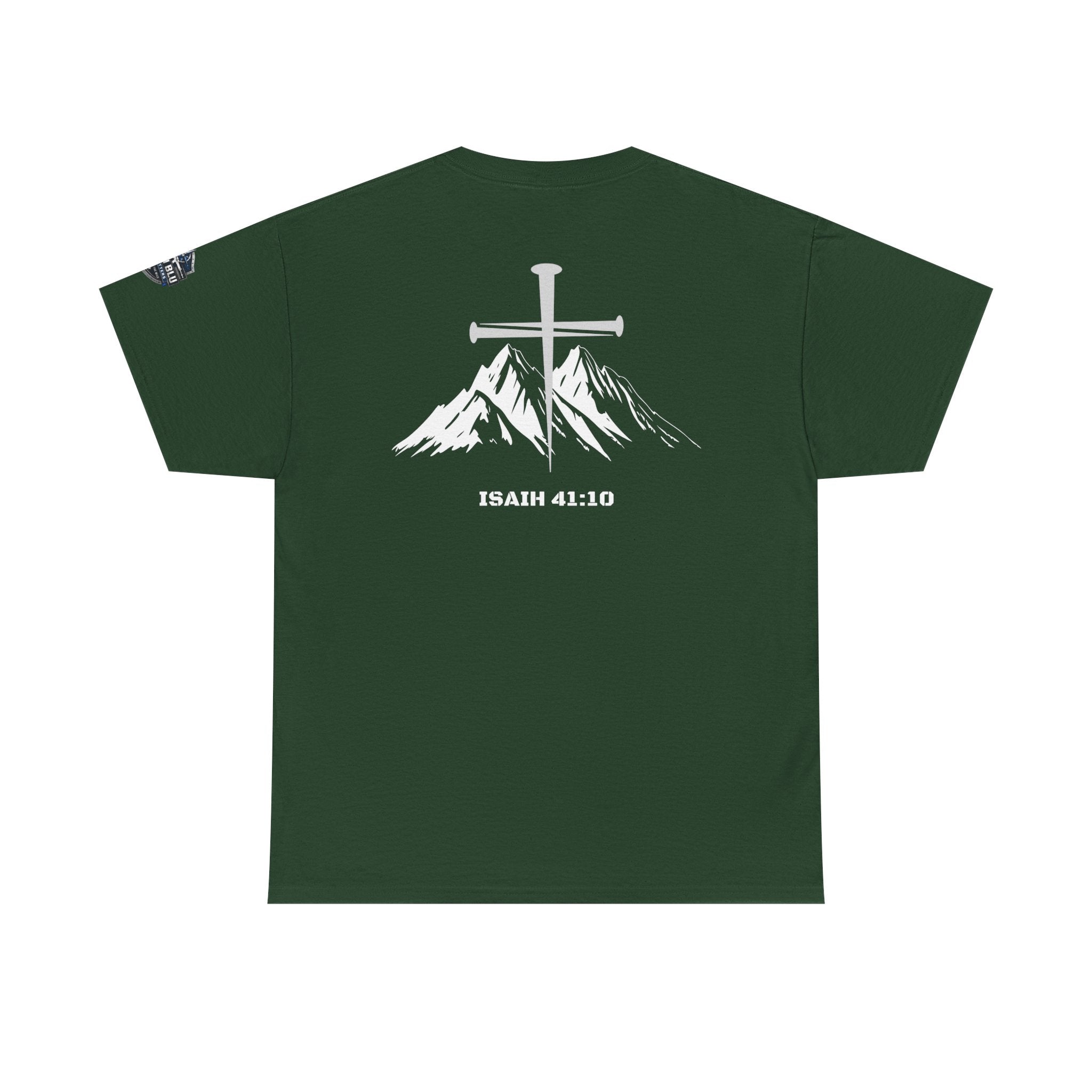 Christian Cross Mountain T-Shirt — Isaiah 41:10 Faith Tee