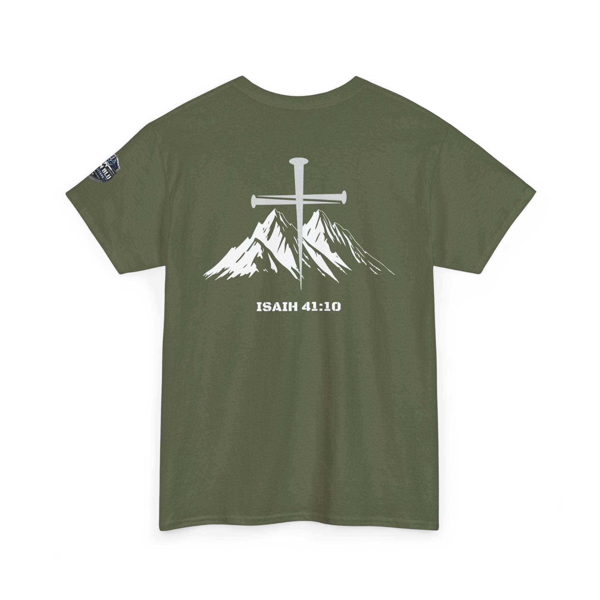 Christian Cross Mountain T-Shirt — Isaiah 41:10 Faith Tee
