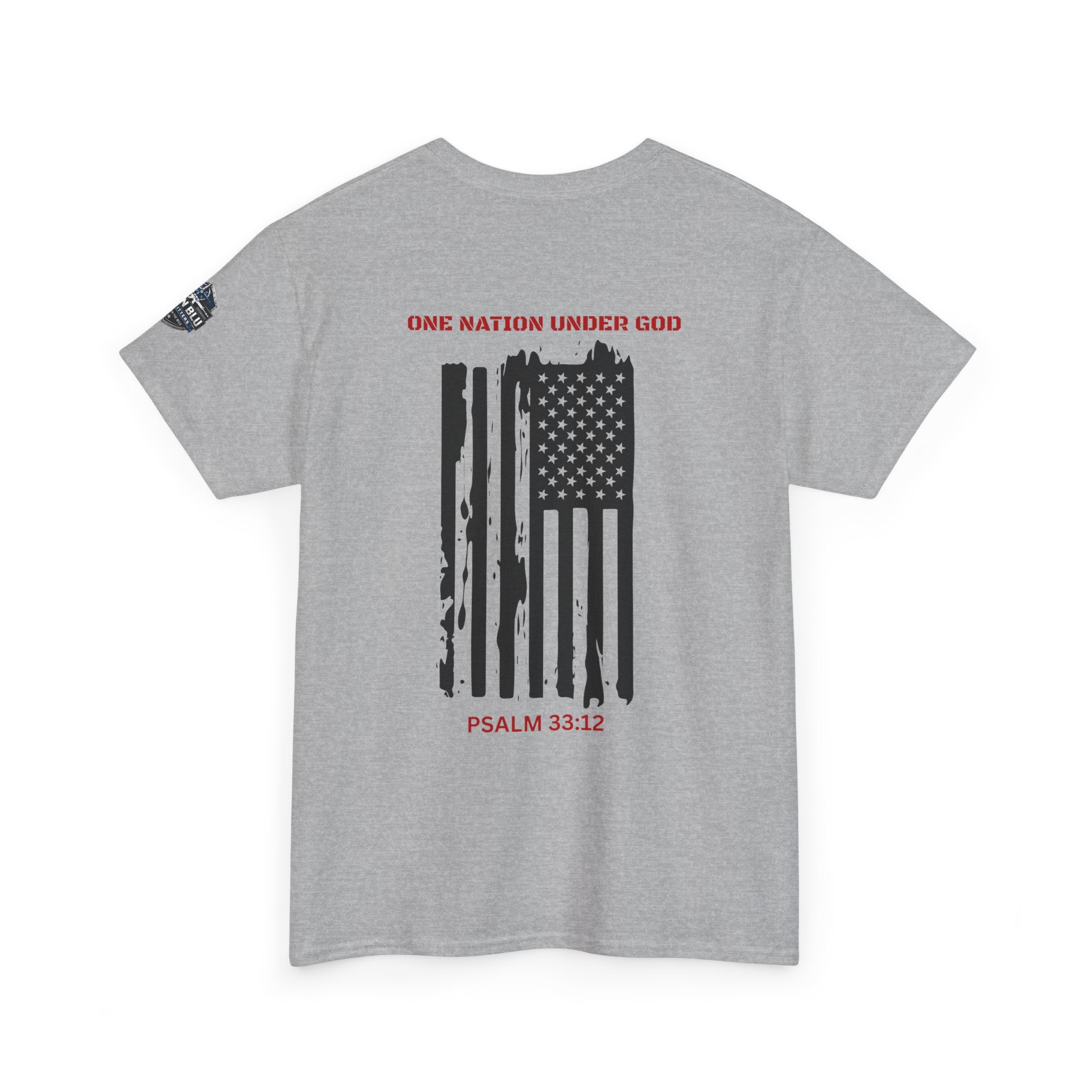Patriotic 'One Nation Under God' Tee — Psalm 33:12 Flag T‑Shirt