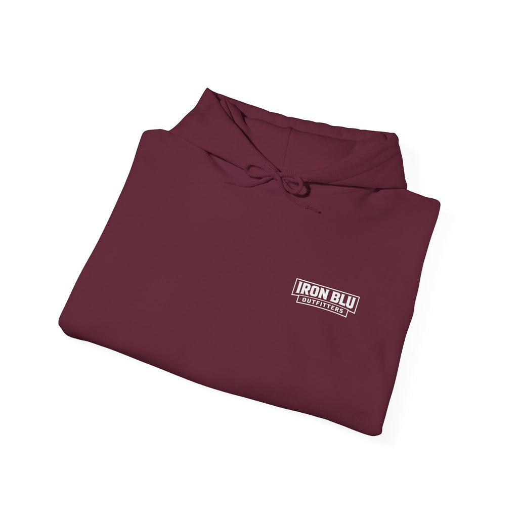 Iron Blu Outfitters Hoodie – “Built for the Wild” Outdoor Logo Pullover