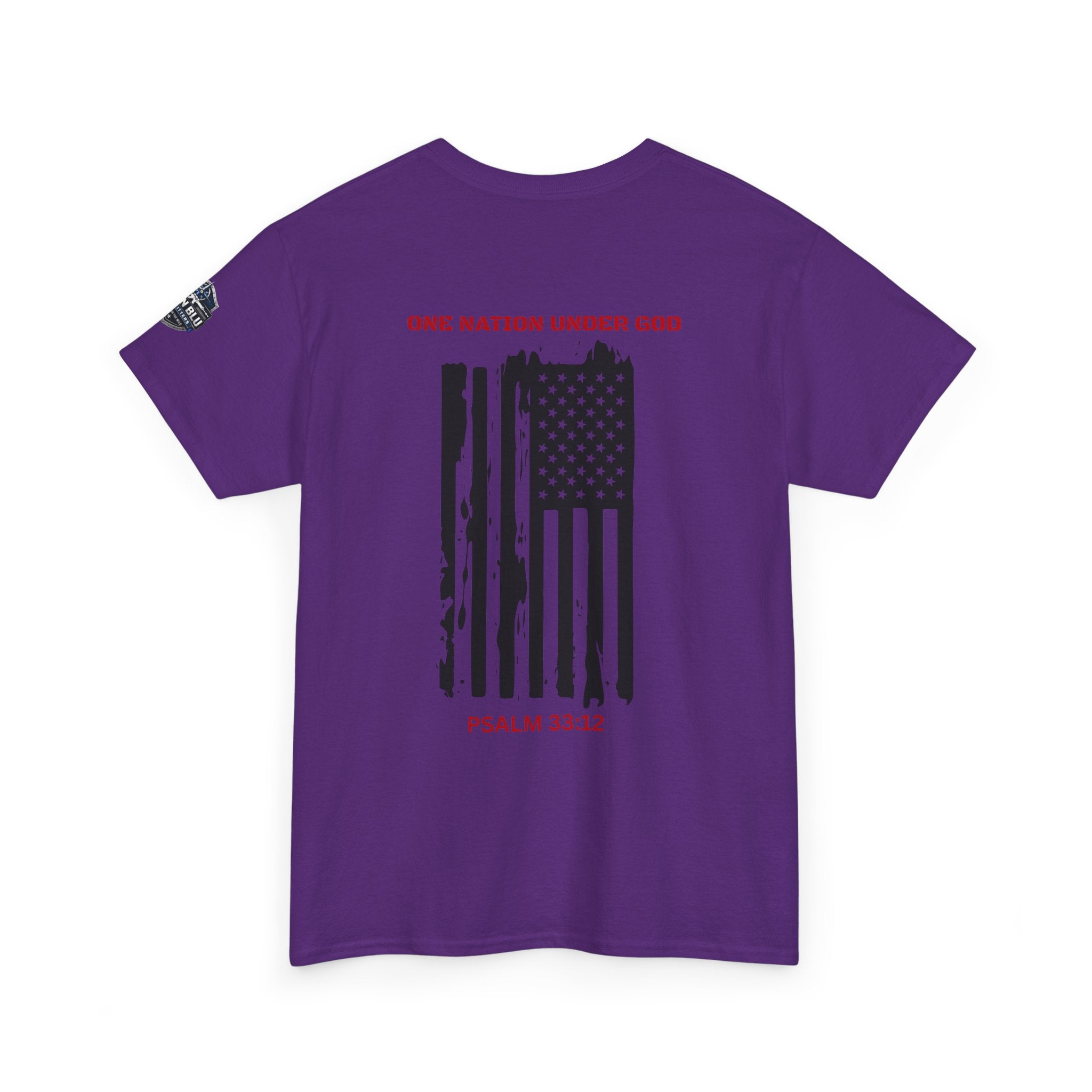 Patriotic 'One Nation Under God' Tee — Psalm 33:12 Flag T‑Shirt