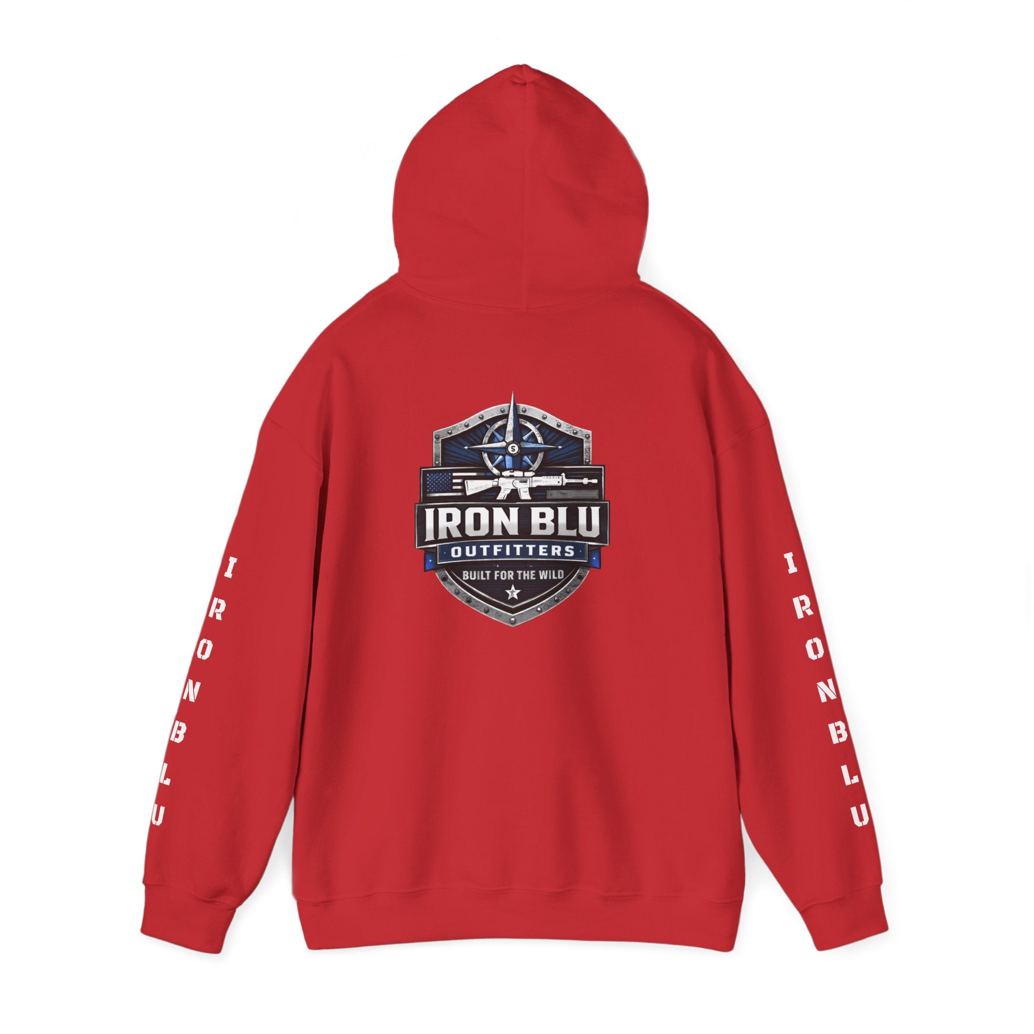 Iron Blu Outfitters Hoodie – “Built for the Wild” Outdoor Logo Pullover