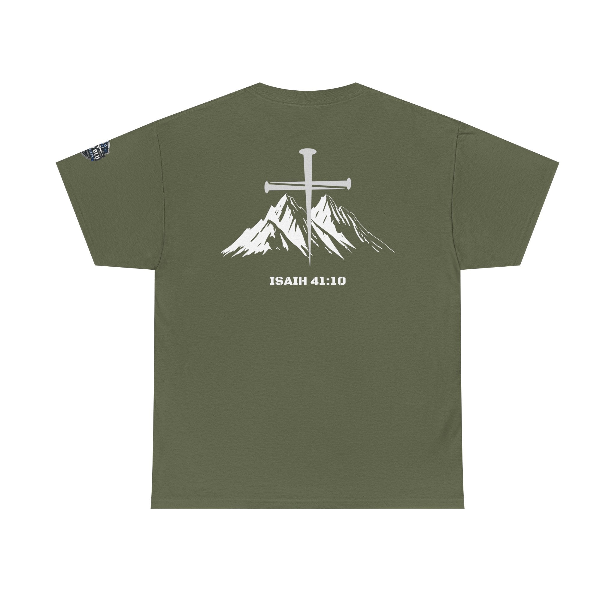 Christian Cross Mountain T-Shirt — Isaiah 41:10 Faith Tee