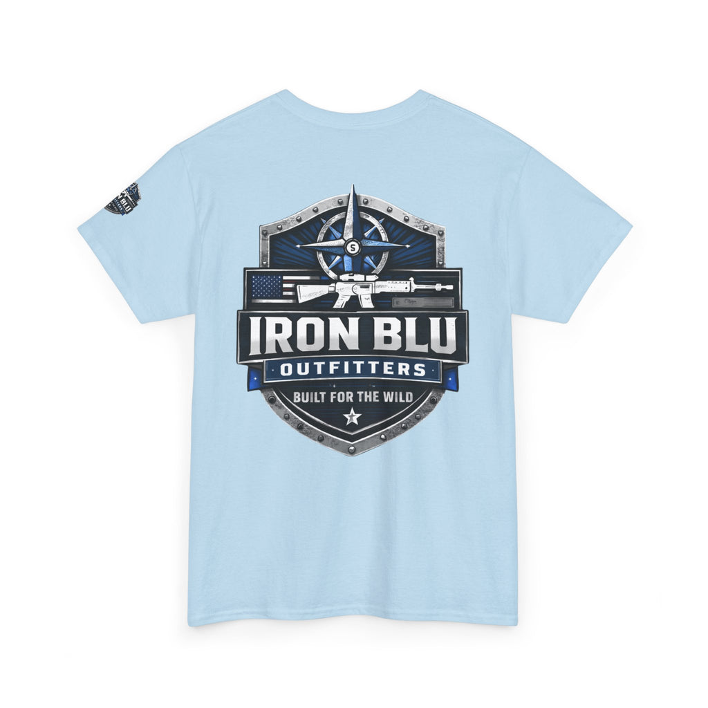 Iron Blu Outfitters T‑Shirt — 'Built for the Wild' Outdoor Logo Tee