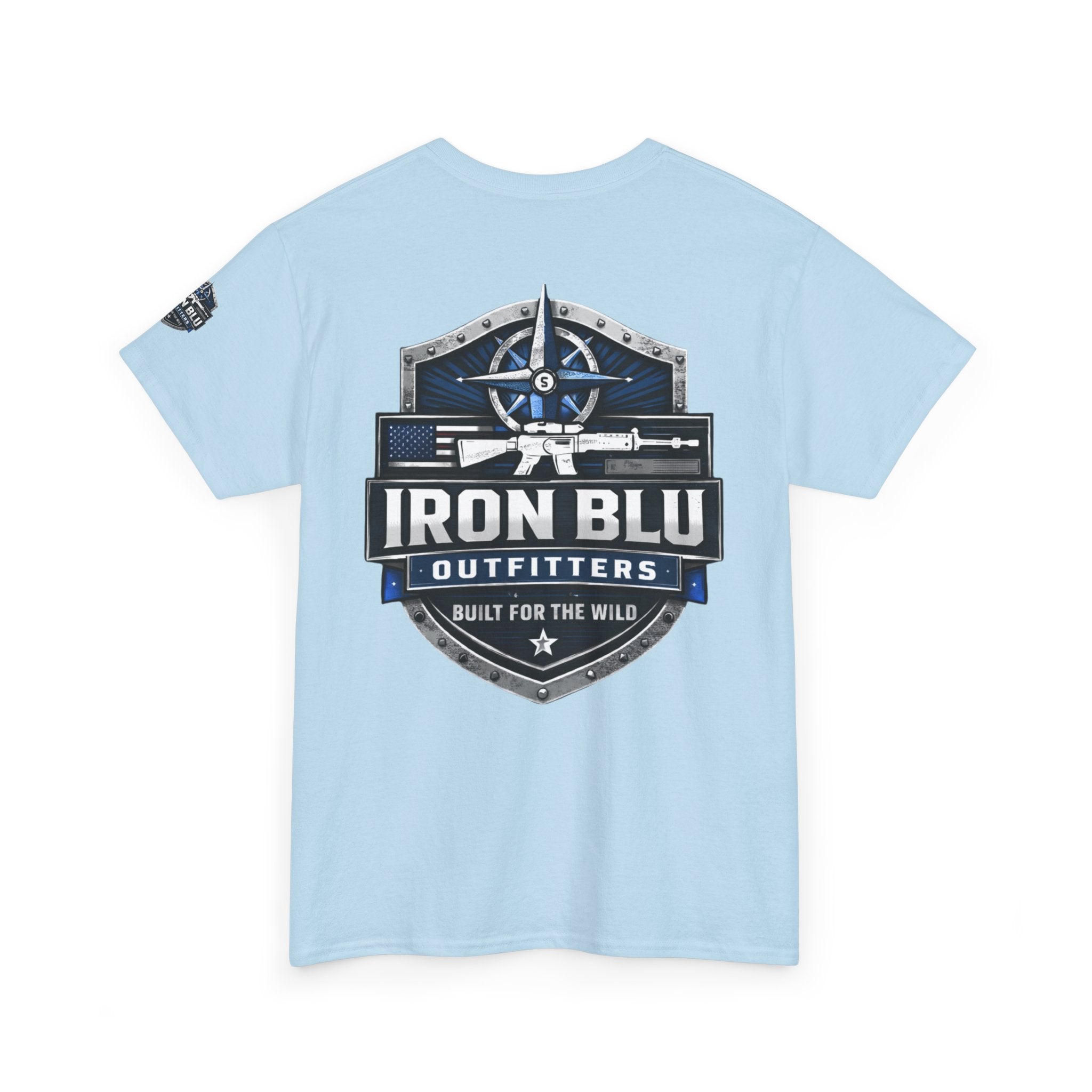 Iron Blu Outfitters T‑Shirt — 'Built for the Wild' Outdoor Logo Tee